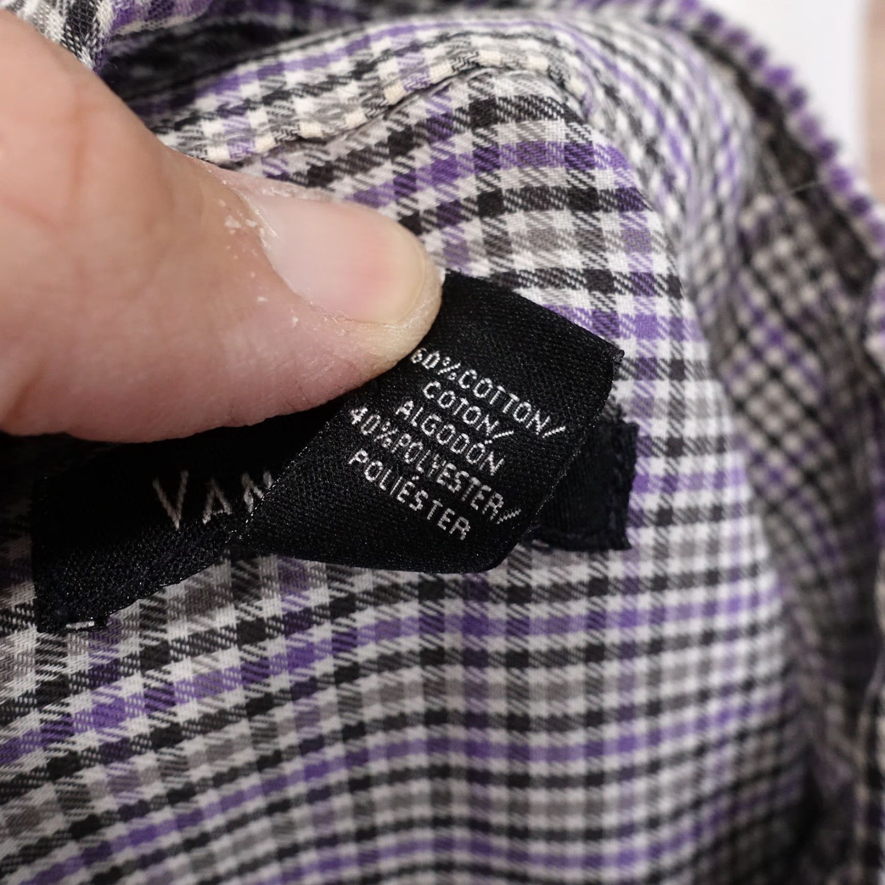 Van Heusen VAN HEUSEN Check Button-Up Shirt Long Sleeve Purple Multicolor Men's L 16-16.5 Size US L / EU 52-54 / 3 - 8 Thumbnail