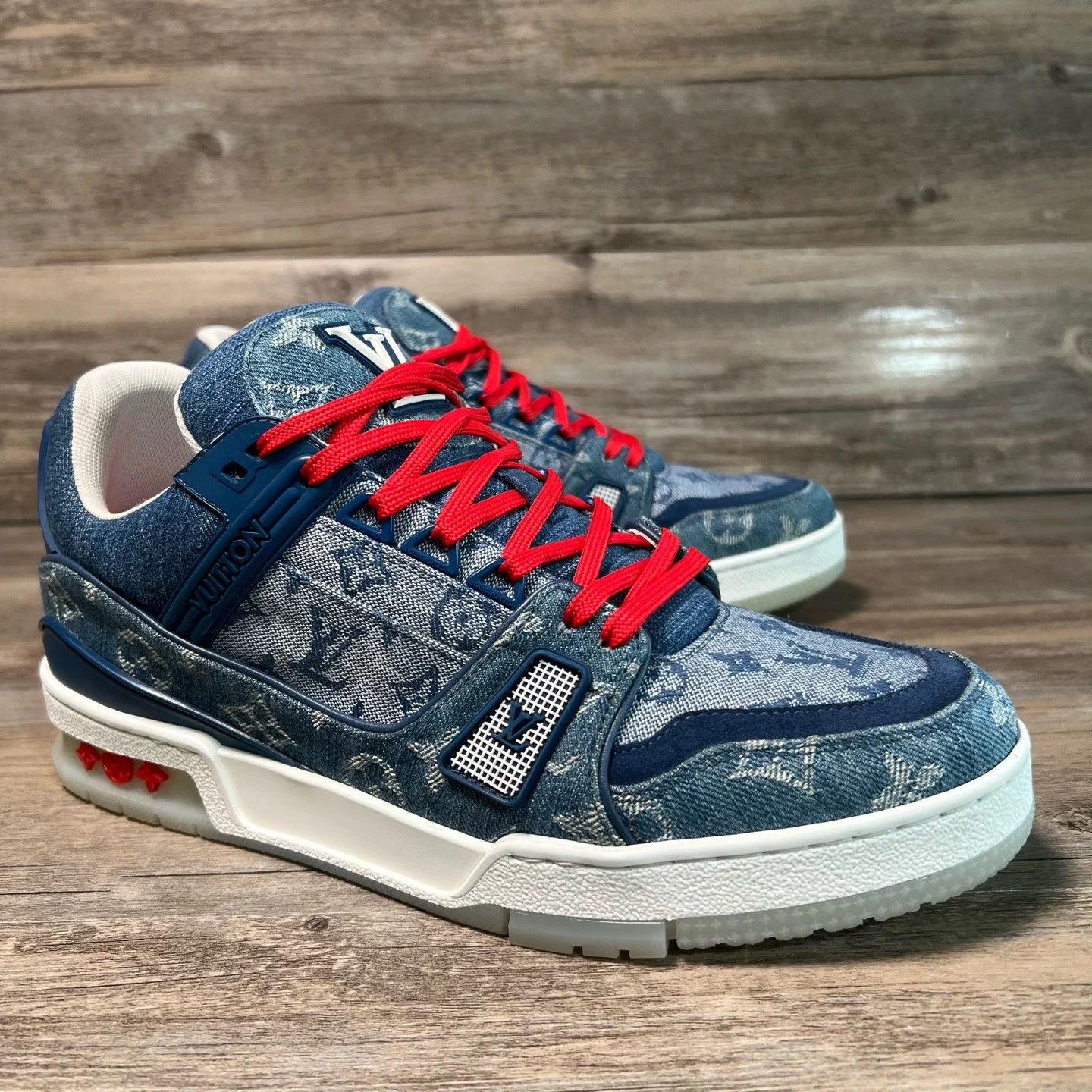 Louis Vuitton LV Trainer China Exclusive Blue Denim AO Print UK6/40 97 New Size US 7 / EU 40 - 2 Thumbnail