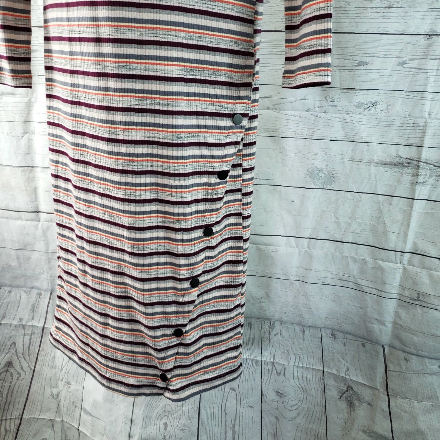 Vintage Wild Fable Womens Dress Sz Small Red Gray Striped Long Sleeve Ribbed Size S / US 4 / IT 40 - 3 Thumbnail