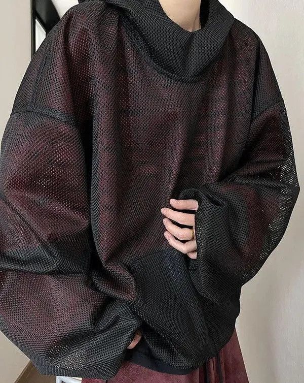 Vintage Aoyama x Hoshi Double Layer Gothic Letters Mesh Hoodie Size US M / EU 48-50 / 2 - 4 Thumbnail