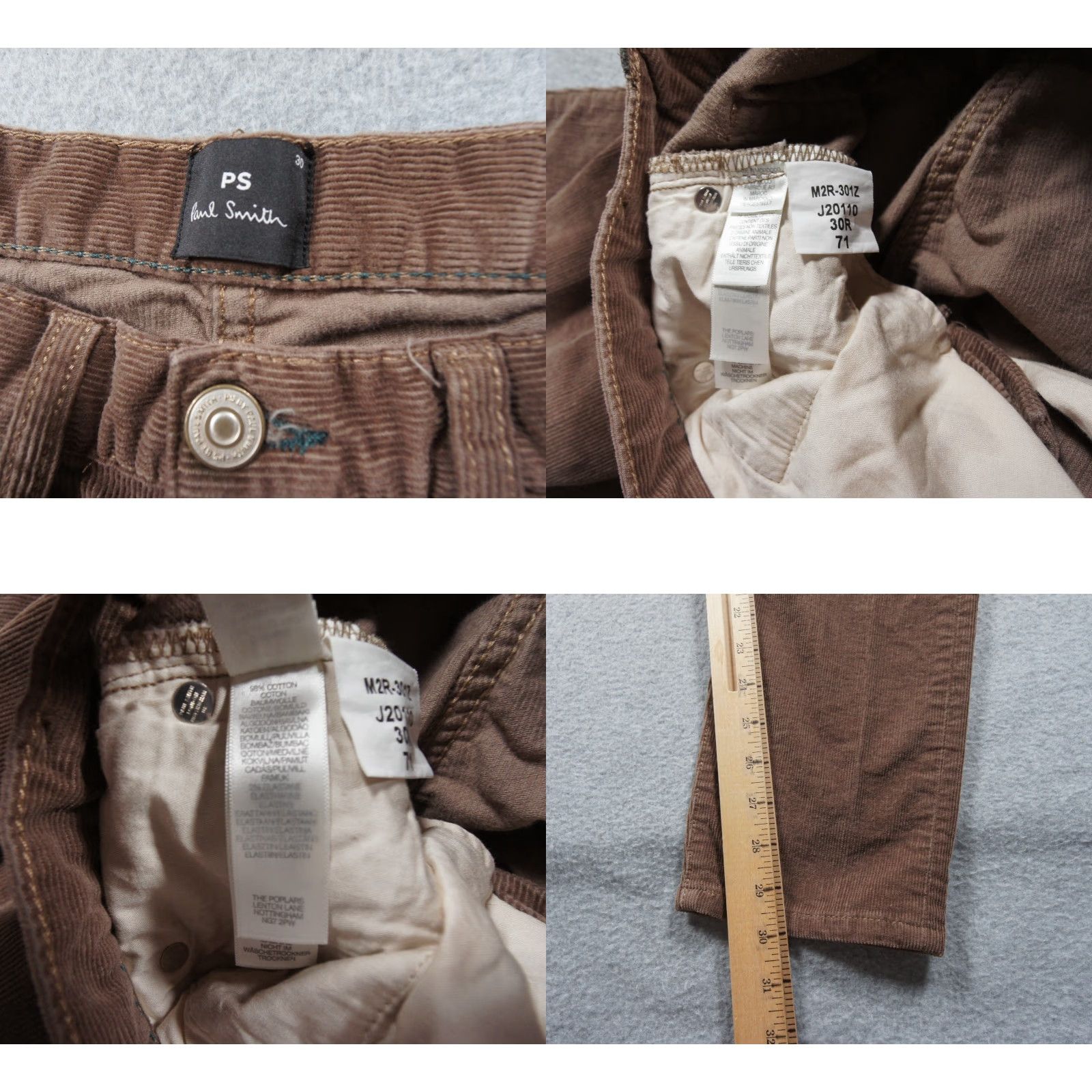 Paul Smith Paul Smith Pants Mens 30 Brown Corduroy Tapered Fit Stretch Casual Adult Size US 30 / EU 46 - 8 Thumbnail