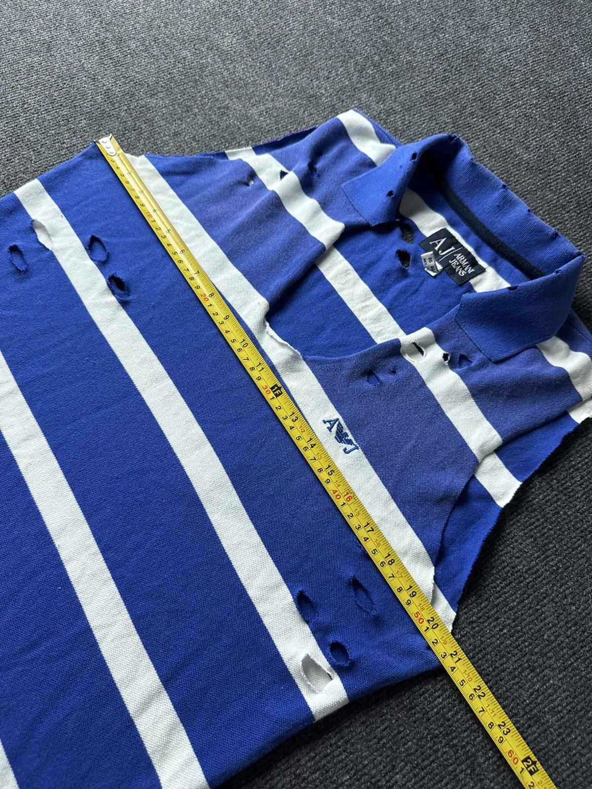 Armani Vintage 90s Armani Jeans Distressed Striped Polo Vest Y2K Size US L / EU 52-54 / 3 - 18 Thumbnail