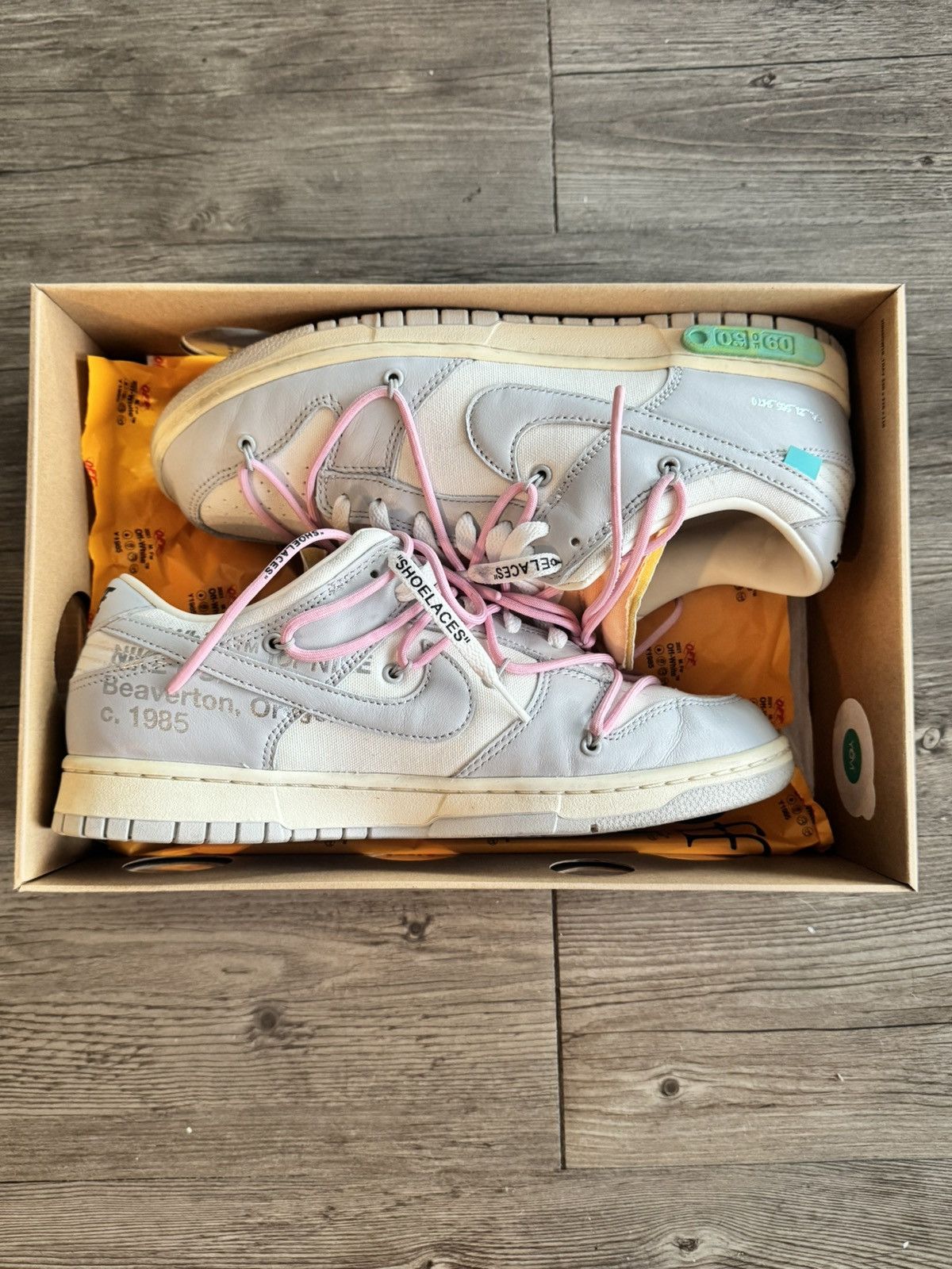 Nike × Off-White Nike X Off-White Dunk Low Sail/Neutral Grey Lot 09 Size US 10.5 / EU 43-44 - 2 Thumbnail