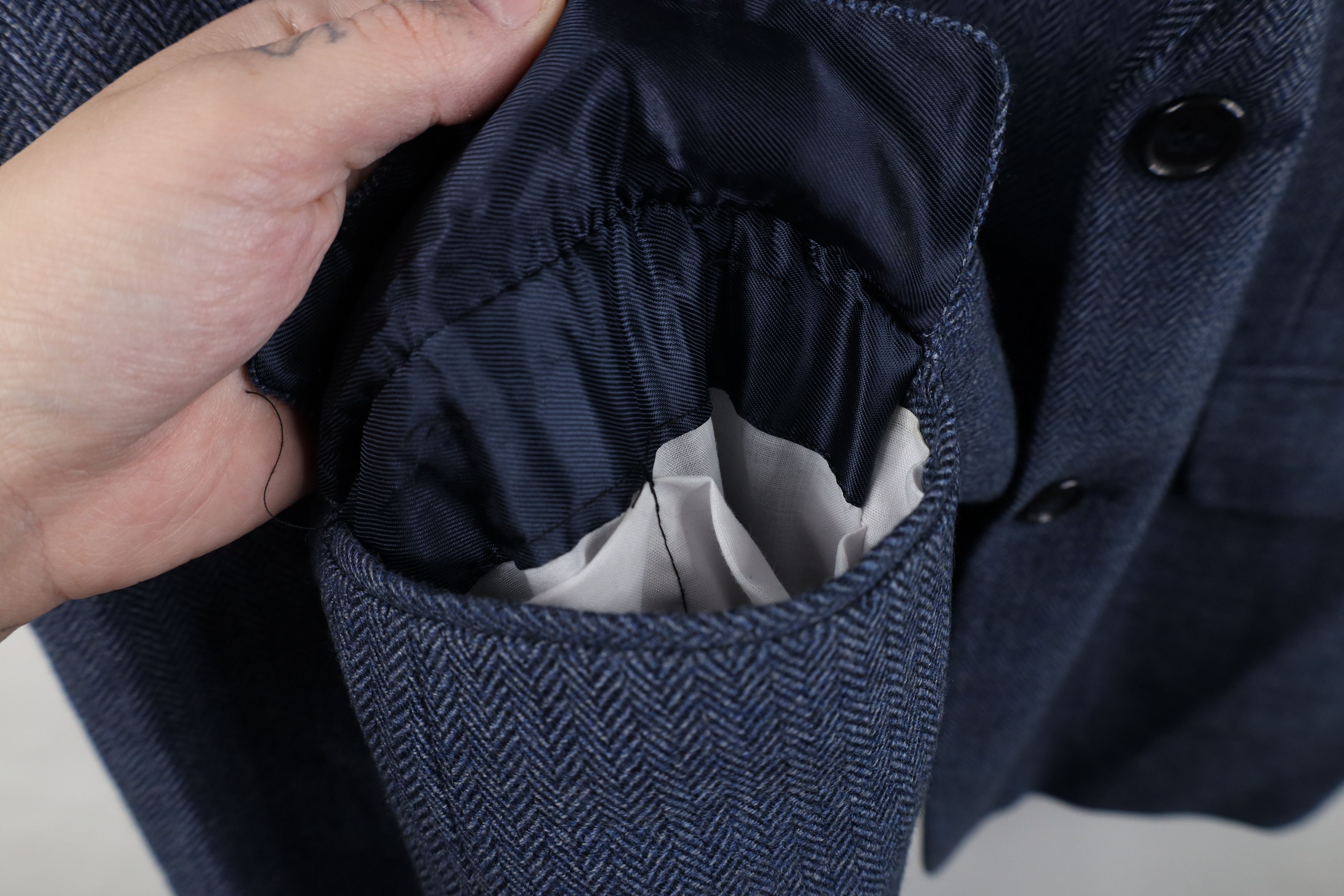 Vintage Vintage 90s Y2K Herringbone Suit Coat Blazer Jacket Blue Size US XXL / EU 58 / 5 - 8 Thumbnail