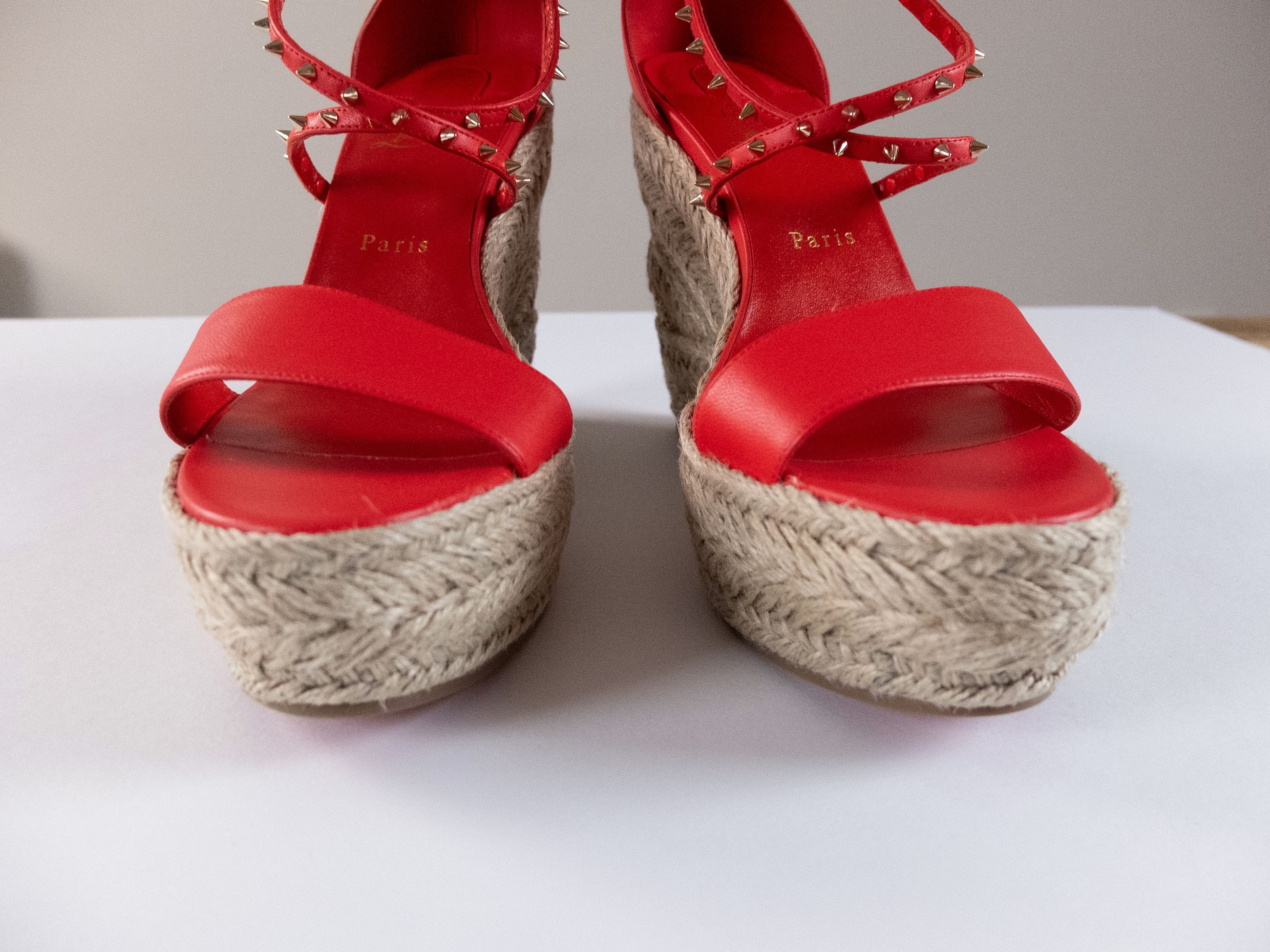 Christian Louboutin CHRISTIAN LOUBOUTIN Chocazeppa Spikes red espadrille sandals Size US 11 / IT 41 - 10 Thumbnail