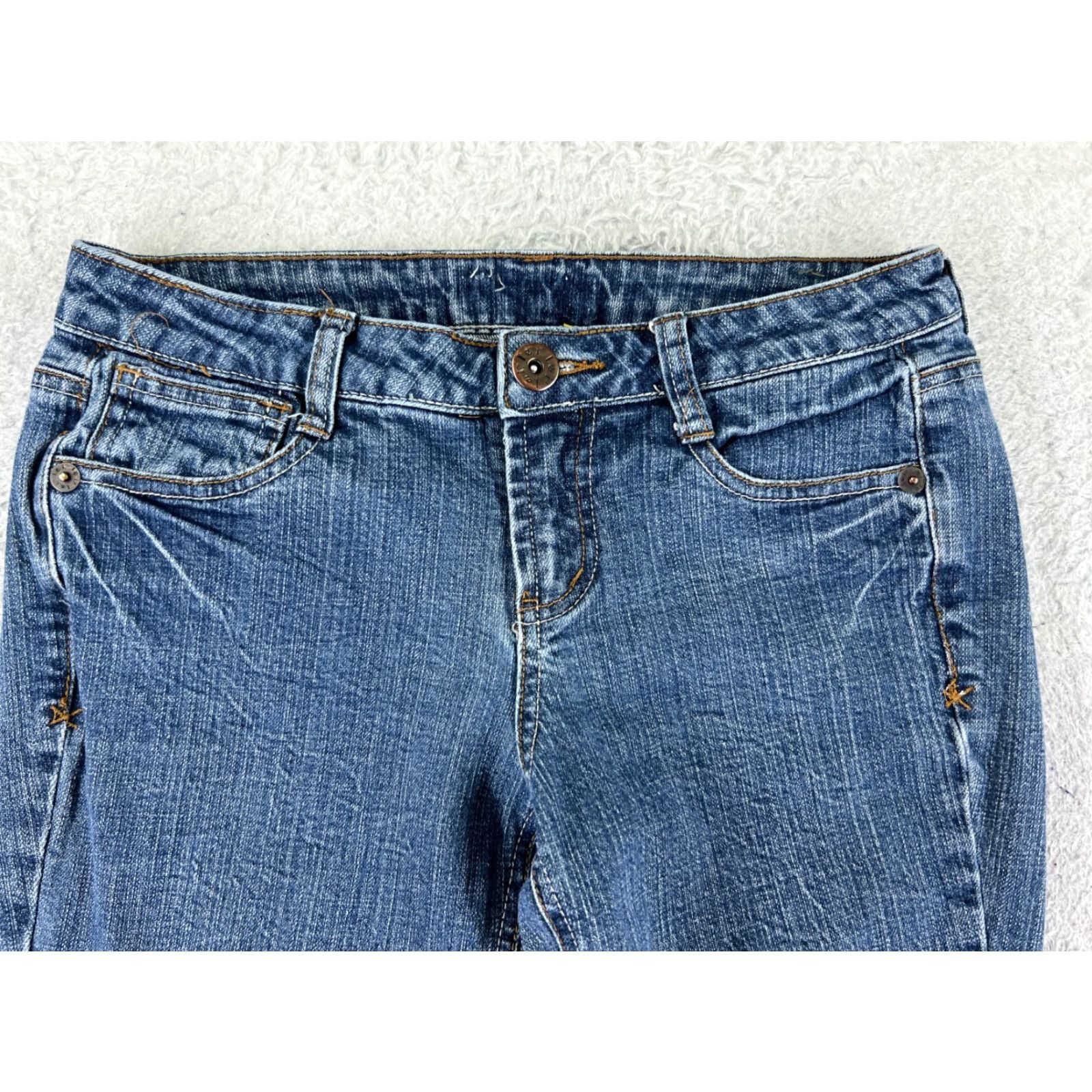 Vintage L.e.i. Jeans Womens 5 Blue Denim Flared Embellished Eagle Embroidery 27x31 Size 27" / US 4 / IT 40 - 4 Thumbnail