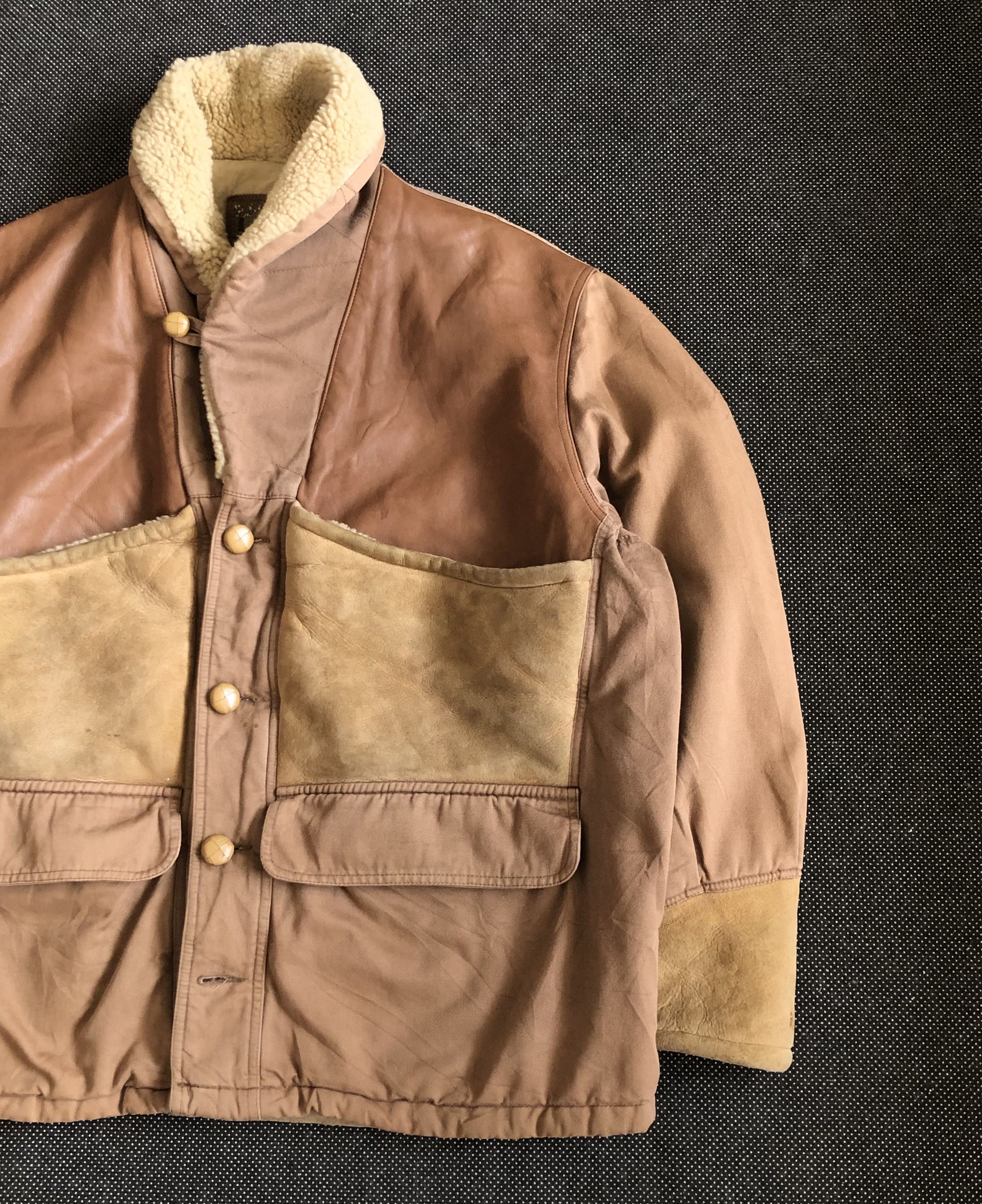 Chevignon RARE🔥VINTAGE CHEVIGNON YOKES LEATHER SHEARLING JACKET Size US XL / EU 56 / 4 - 4 Thumbnail