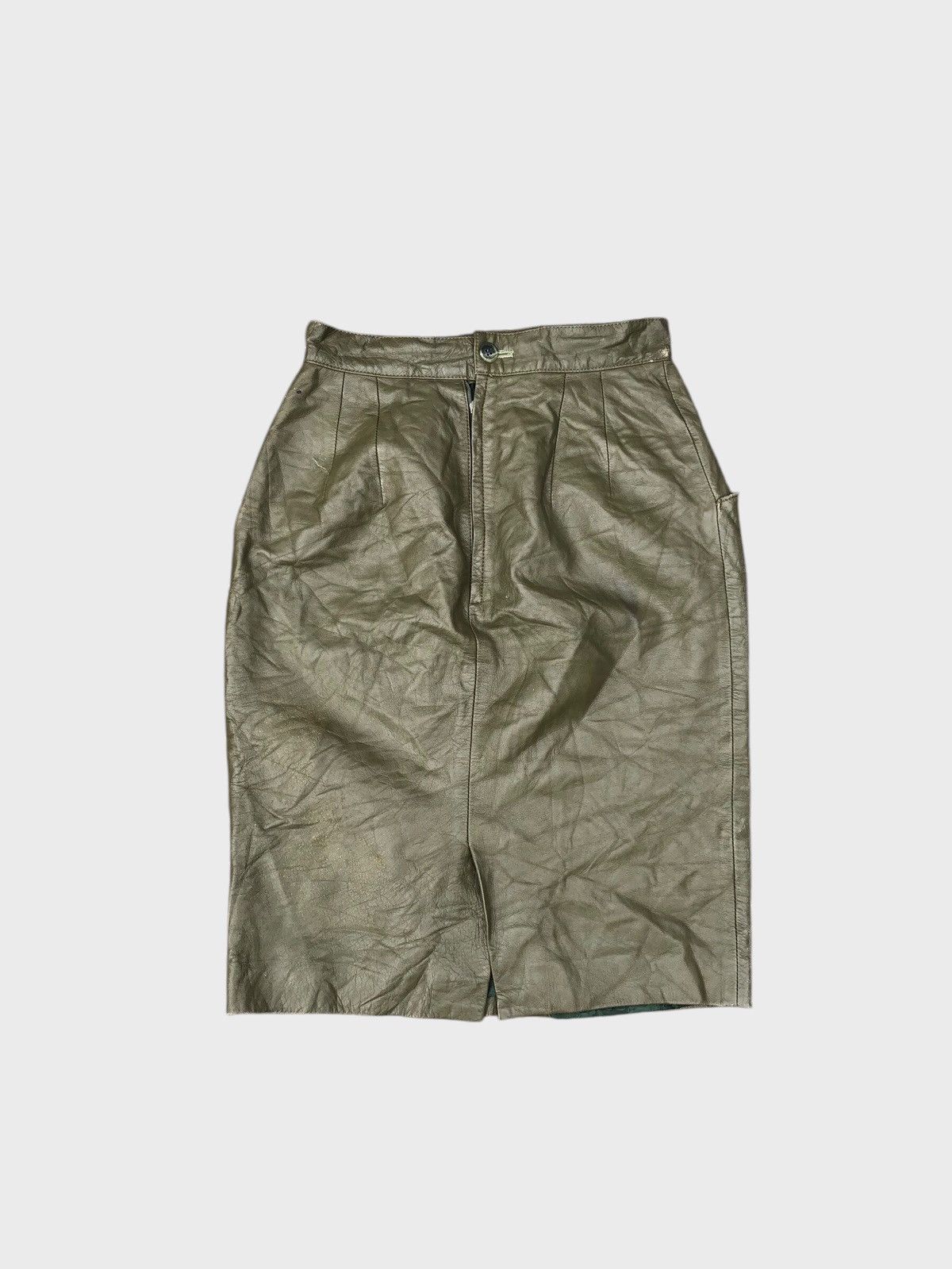 Japanese Brand × Vintage Vintage Maelstrom Leather Army Style Skirt Size 25" / US 0 / IT 36 - 1 Thumbnail