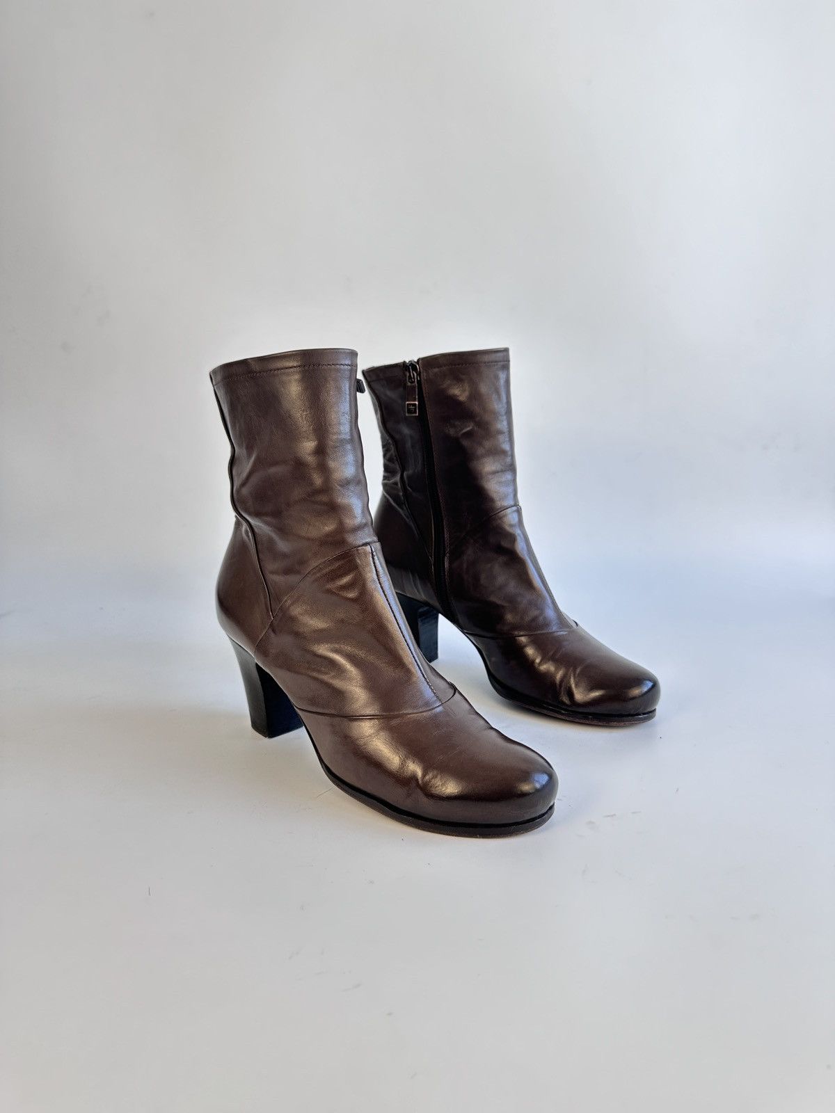 Other Alberto Fermani Brown Leather Ankle Boots Heels Size 37 Size US 7 / IT 37 - 1 Thumbnail