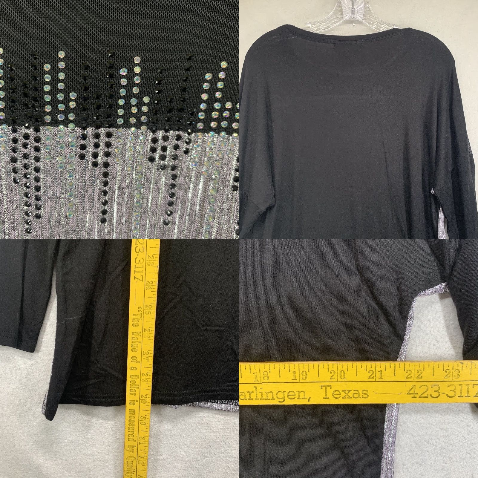 Vintage India Boutique Women's Top One Size Black Silver Embellished Long Sleeve EUC Size ONE SIZE - 9 Thumbnail