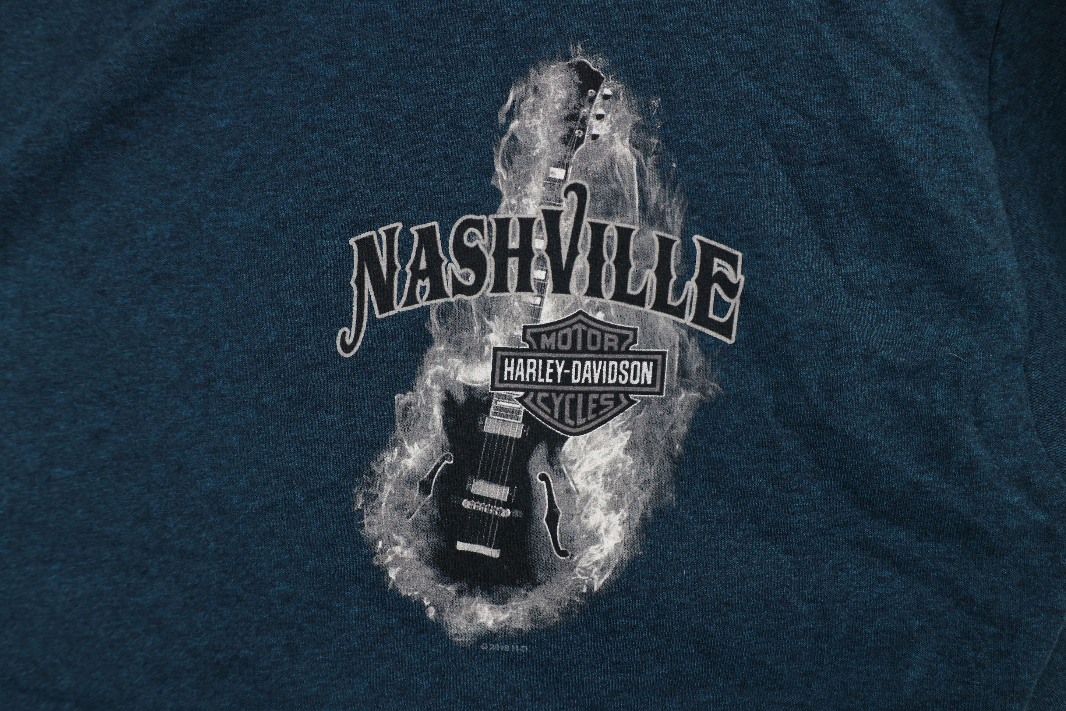 Harley Davidson × Vintage Vintage Y2K Harley Davidson Guitar Fire Flames T-Shirt Blue Size US L / EU 52-54 / 3 - 4 Thumbnail