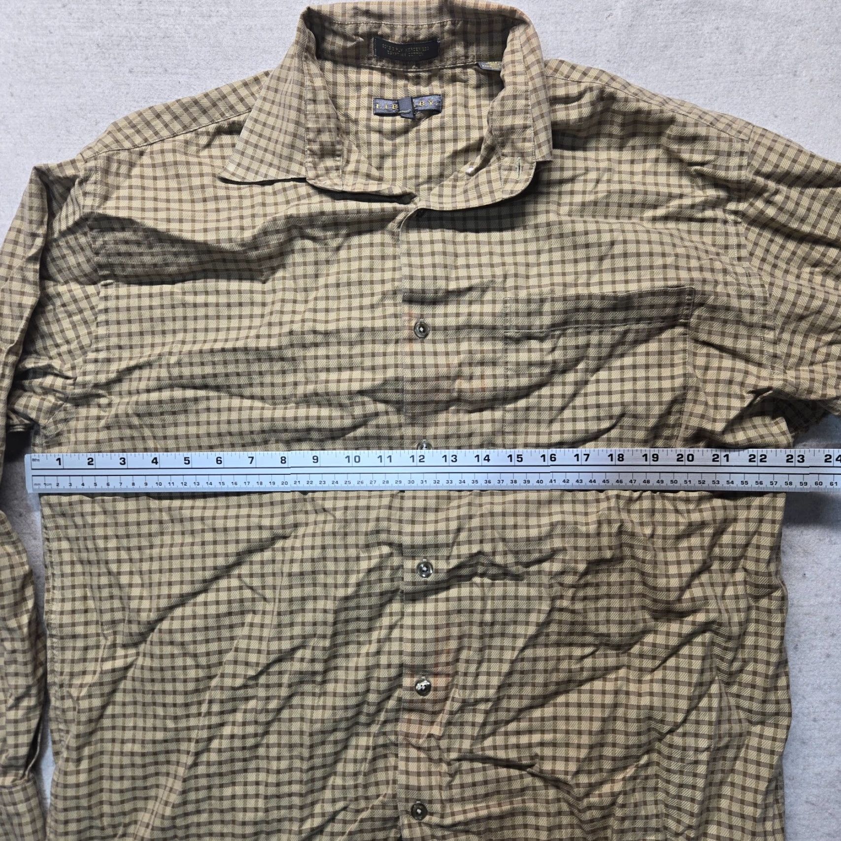 Vintage Library Check Button-Up Shirt Adult L Brown Cotton Long Sleeve Men's Large Size US L / EU 52-54 / 3 - 5 Thumbnail