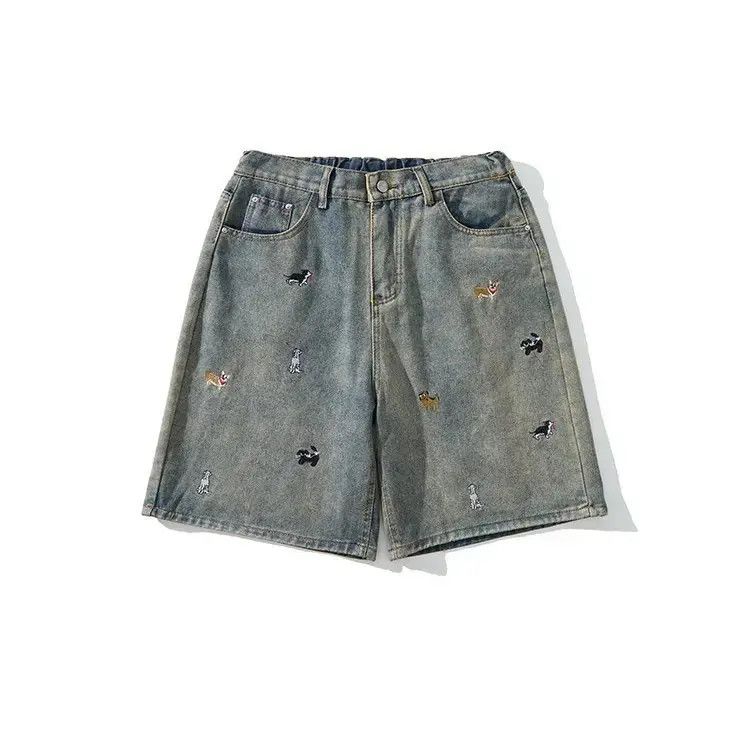 Japanese Brand Retro loose embroidered denim shorts Size US 32 / EU 48 - 6 Thumbnail