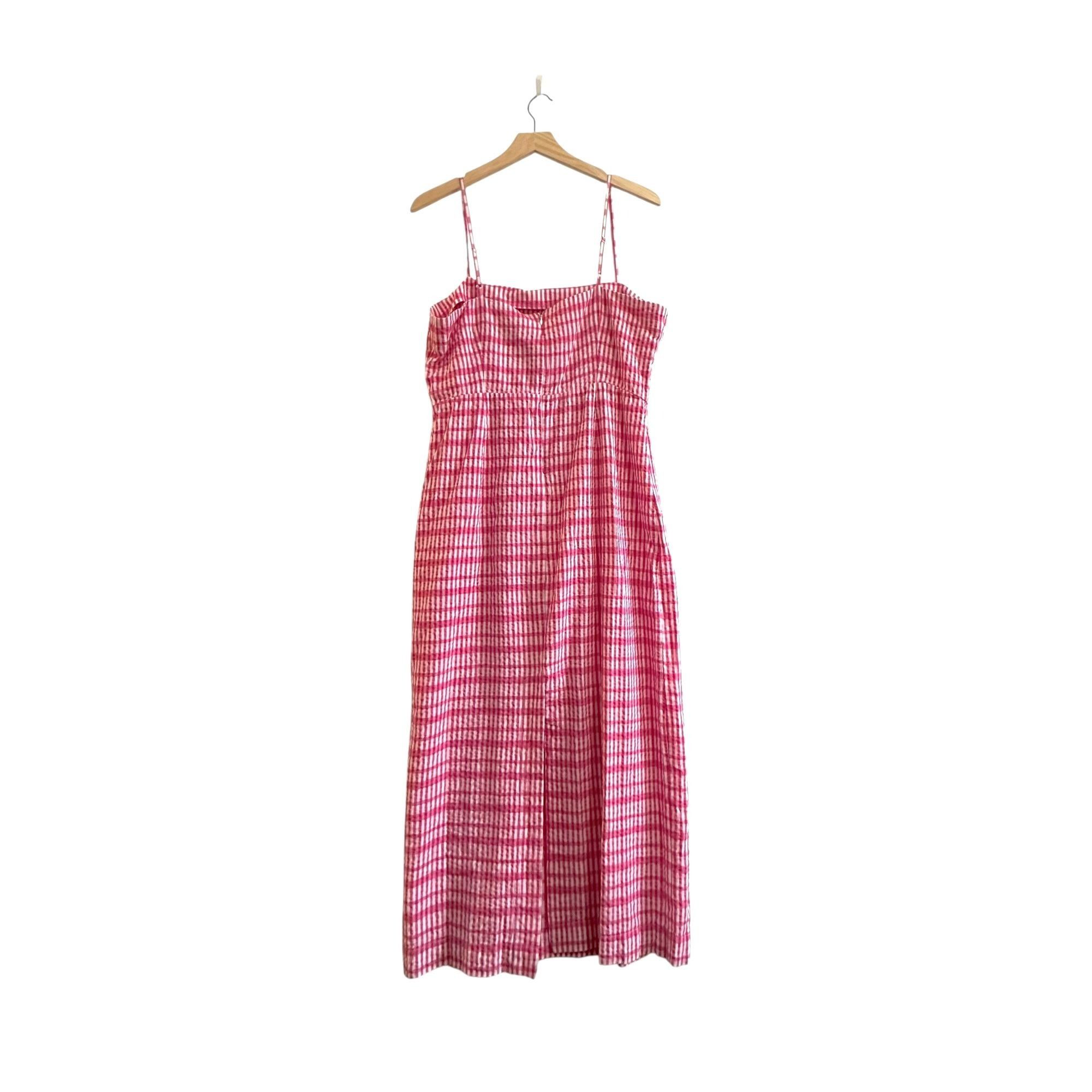 Ciao Lucia Ciao Lucia Lareina Seersucker Gingham Midi Dress, L, Pink Size L / US 10 / IT 46 - 2 Thumbnail