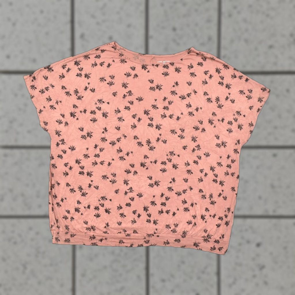 Vintage Lane Bryant Women 18/20 Pink Floral Rayon Spandex Scoop Neck Short Sleeve Dolman T-Shirt Size 40" / US 18 - 1 Thumbnail