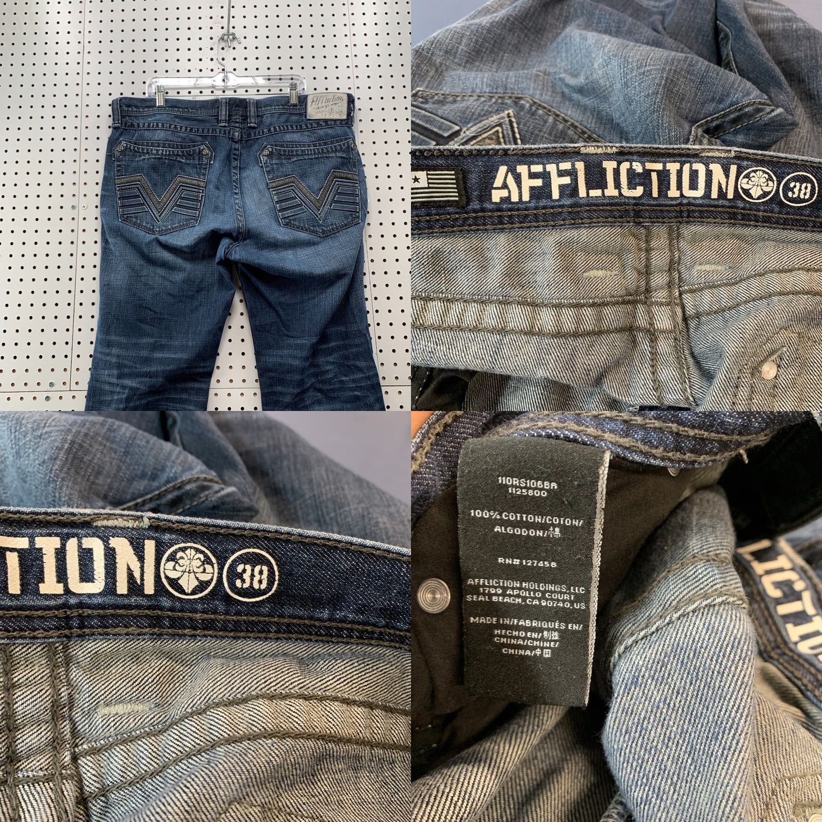 Affliction VINTAGE Affliction Jeans Mens 38 Blue Denim Distressed Baggy Straight 41x32.5 Relaxed 90s 2000s Mens Size US 38 / EU 54 - 9 Thumbnail