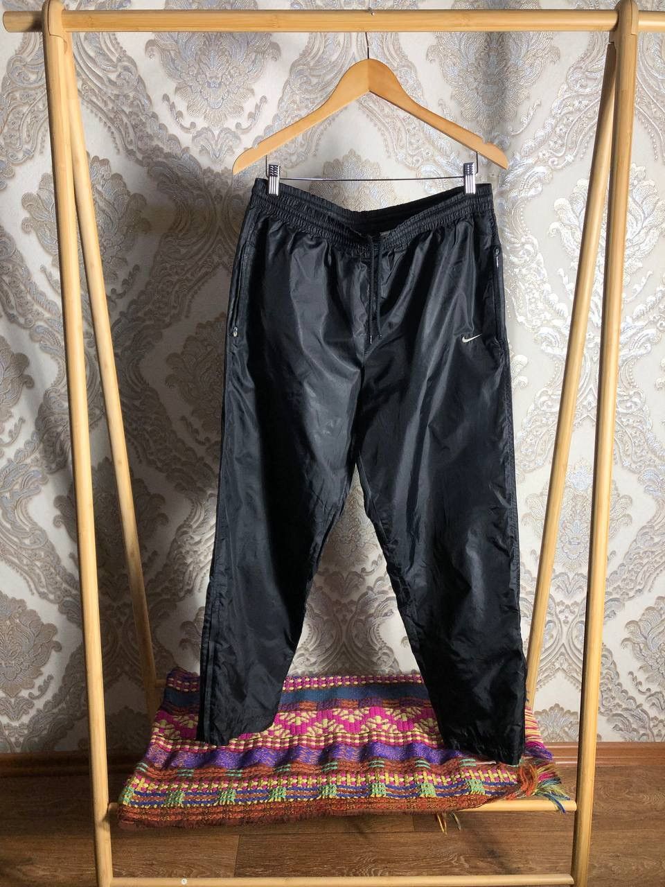 Nike × Vintage VERY RARE NIKE SWEATPANTS NYLON RETRO DRILL SWOOSH Y2K 90s Size US 33 - 1 Thumbnail