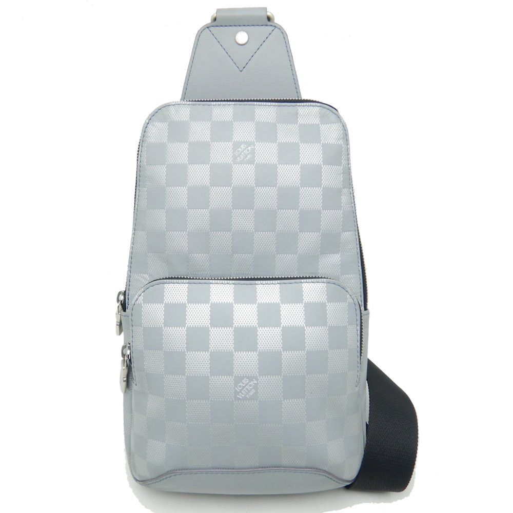 Louis Vuitton Damier Anfini Avenue Sling Bag Silver Gray Body Bag