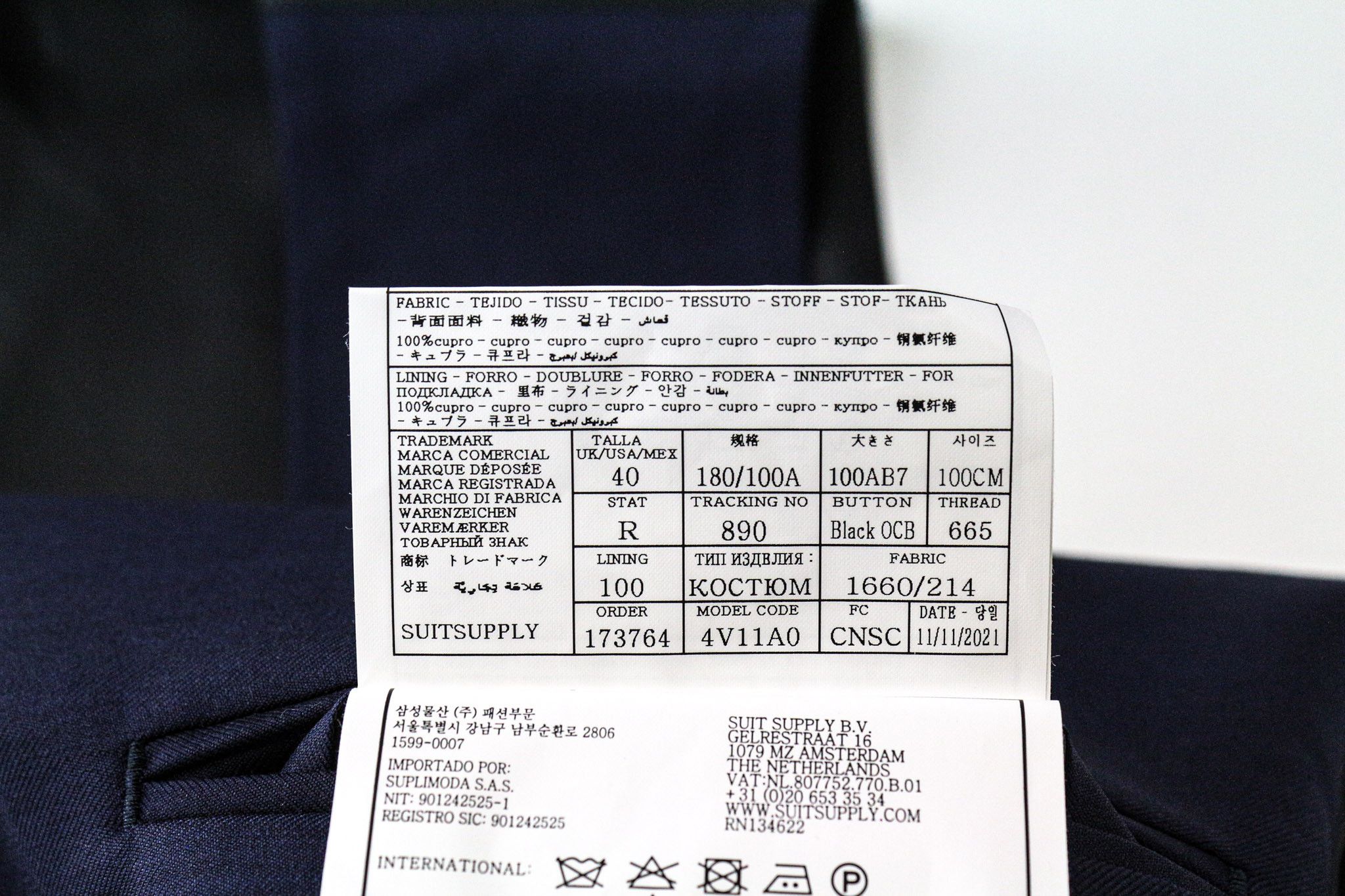 Suitsupply U-NECK UK40R Wool Blue 2 Piece Suit 75698 Size 40R - 9 Thumbnail