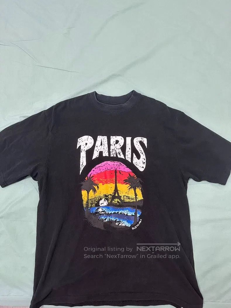 Balenciaga Balenciaga Letter building printing T-shirt with round nec Size L / US 10 / IT 46 - 1 Thumbnail
