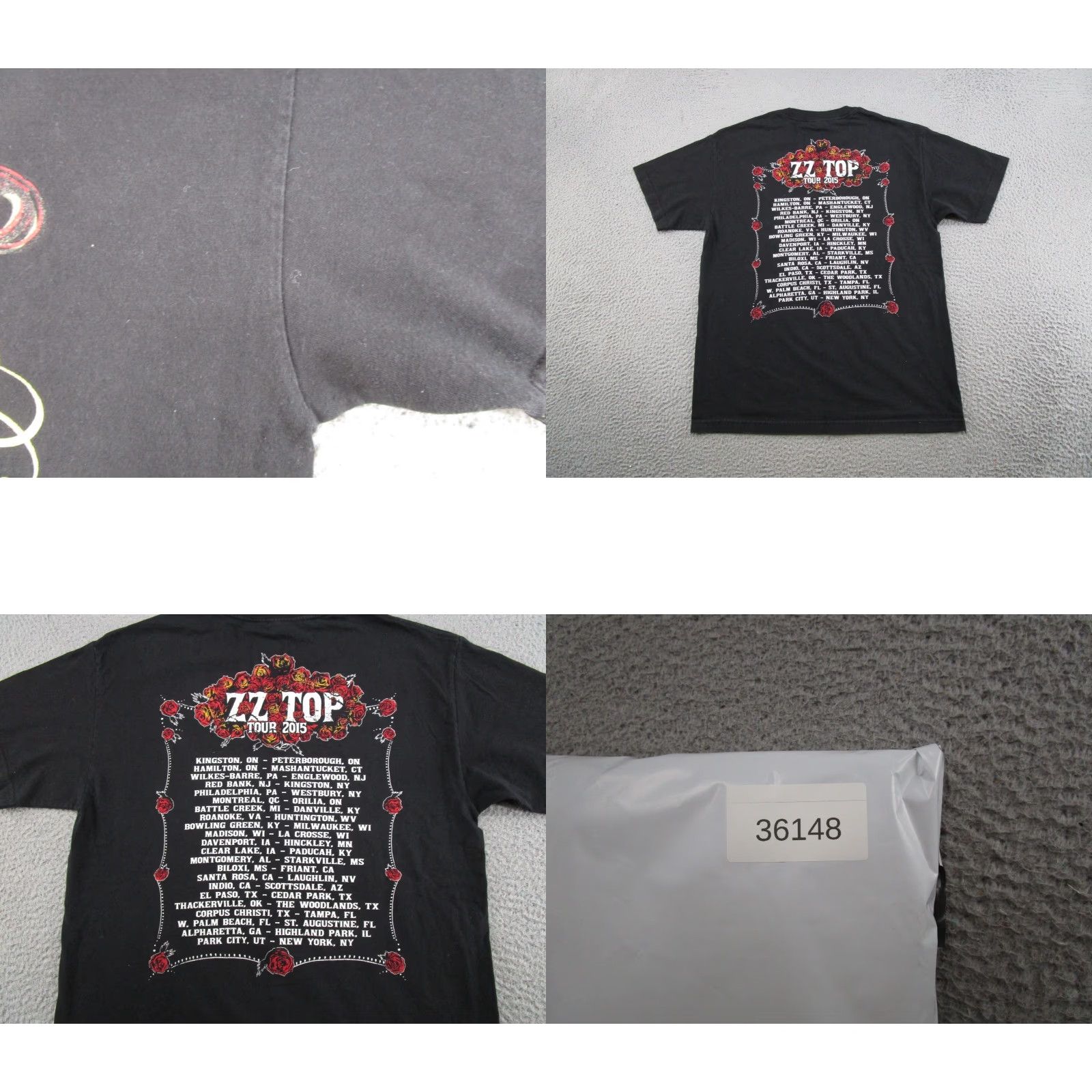 Doublet 2015 ZZ Top Double Sided Tour Graphic T-Shirt Black Cotton Men's M Short Sleeve Crew Neck Rock Band Music Shirt Size US M / EU 48-50 / 2 - 8 Thumbnail