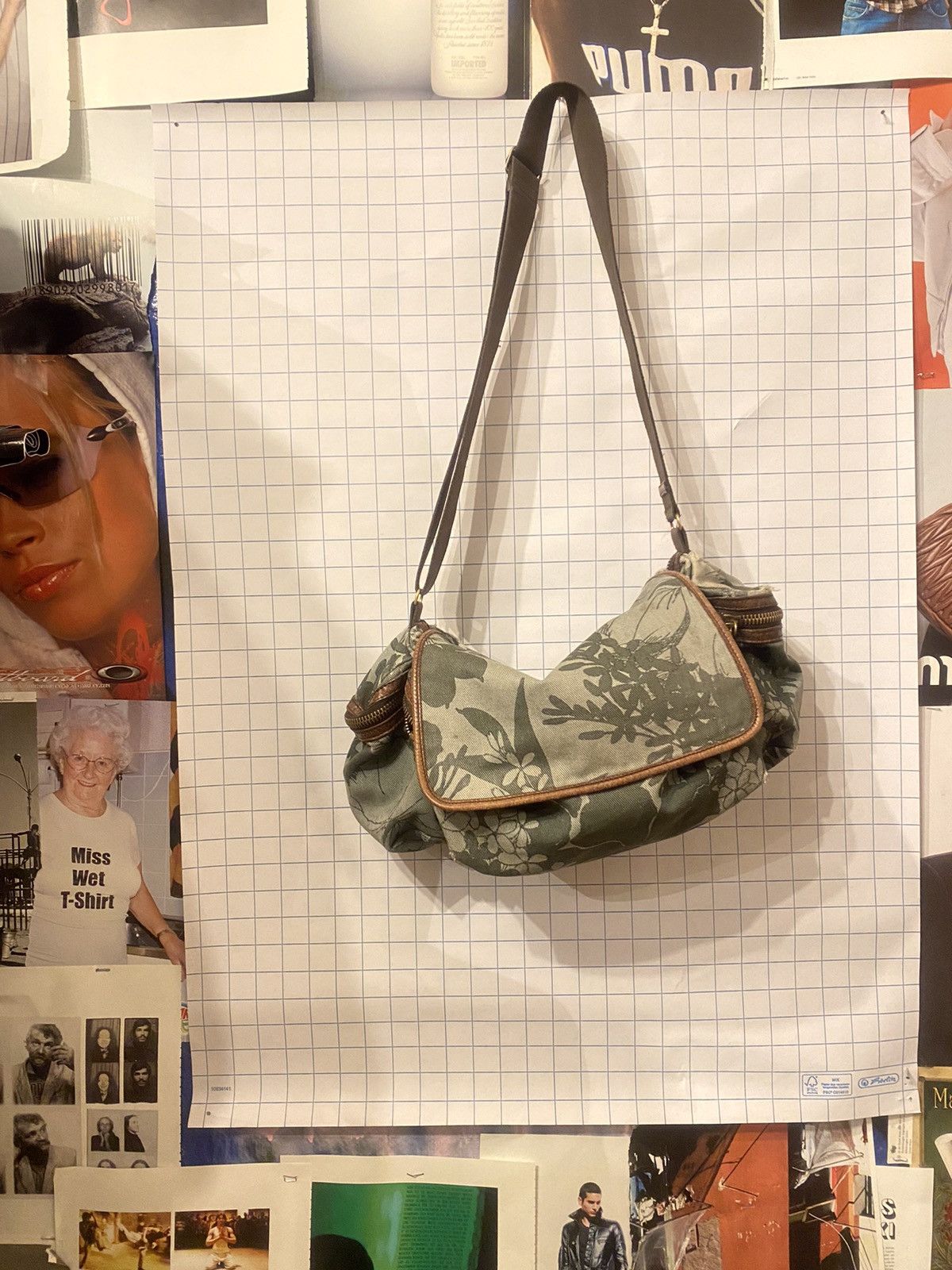 image of Miu Miu Early 2000S Messenger / Camera Bag in Green, Men's