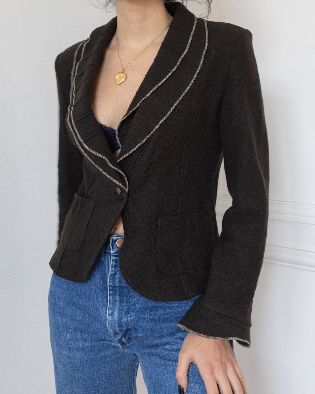 Vintage Vintage ruffles Mariely blazer 100% wool size M Size M / US 6-8 / IT 42-44 - 2 Thumbnail