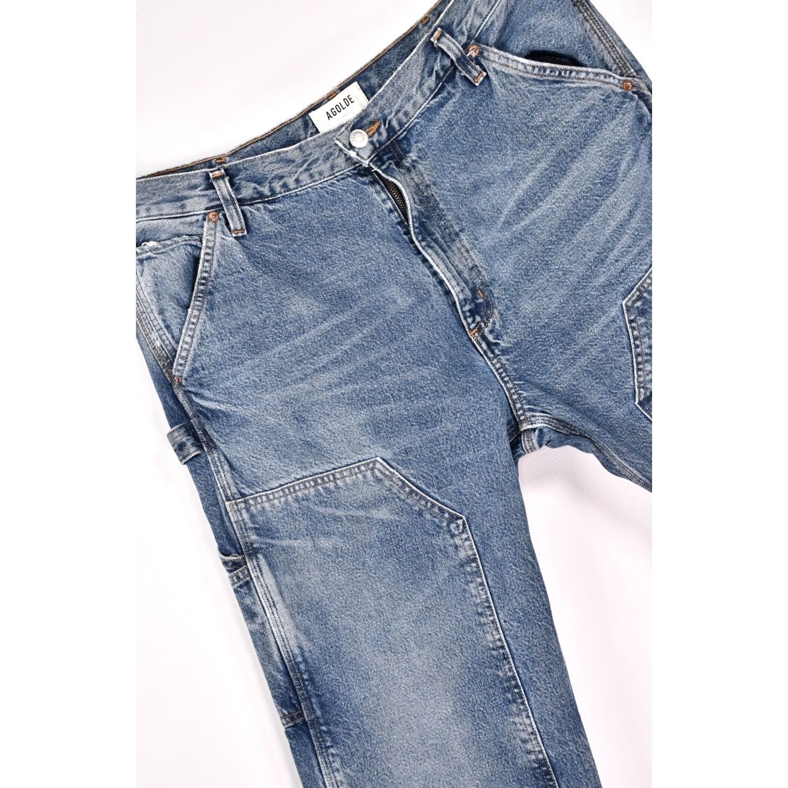 Agolde AGOLDE Rami Carpenter Mid-Rise Straight Jeans 32 Blue Denim Women Regular Size 32 Vintage No Size 24" / US 00 / IT 34 - 6 Thumbnail