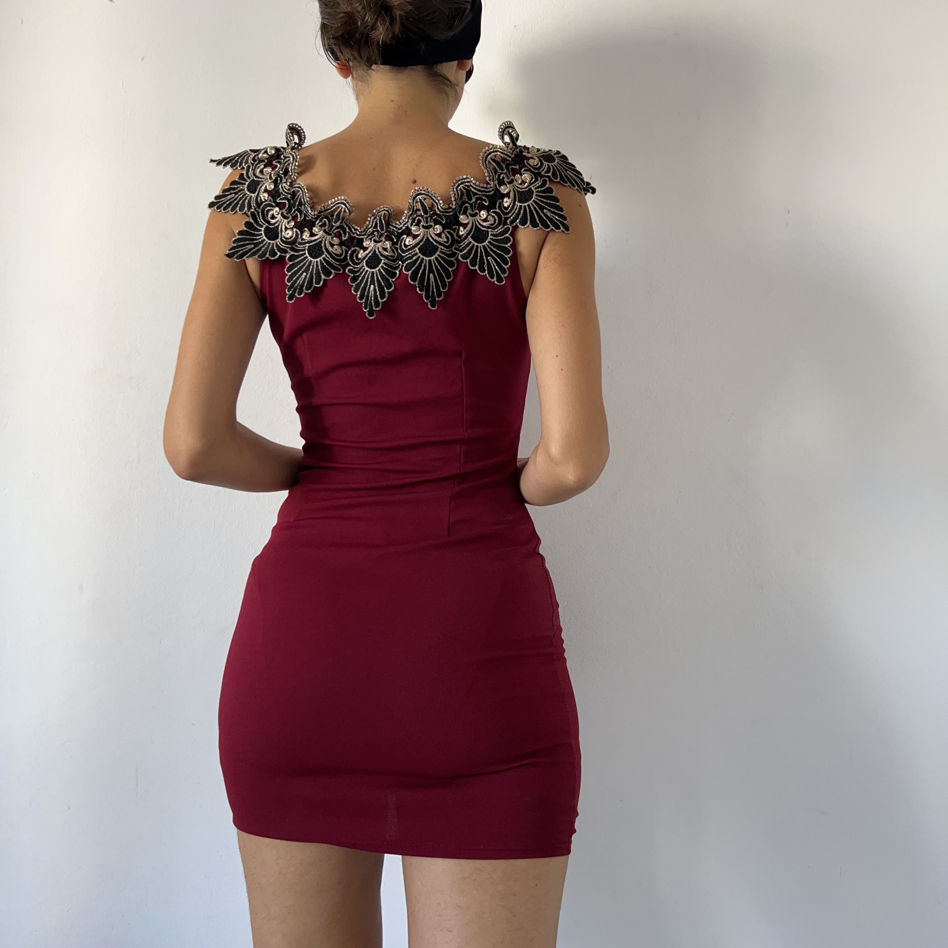 Vintage Vintage Burgundy Hue Bodycon Dress Size M / US 6-8 / IT 42-44 - 2 Thumbnail