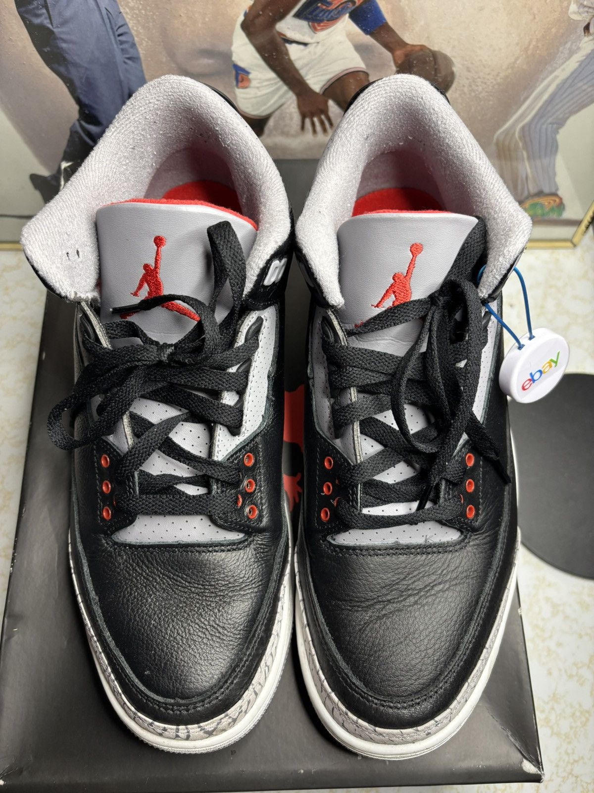 Jordan Brand Jordan 3 Retro Black Cement 2024 Size US 10.5 / EU 43-44 - 2 Thumbnail