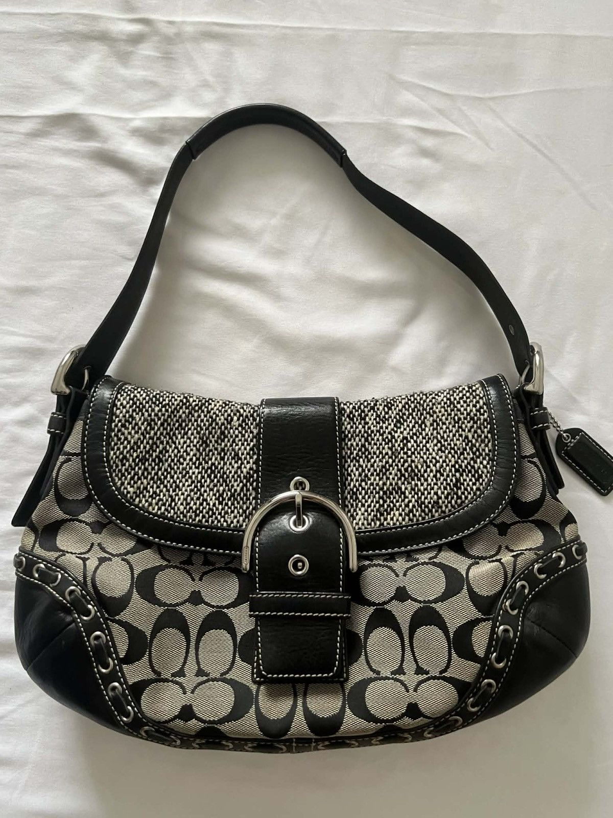 Coach F10425 Soho Tweed and Signature C Canvas Shoulder Bag