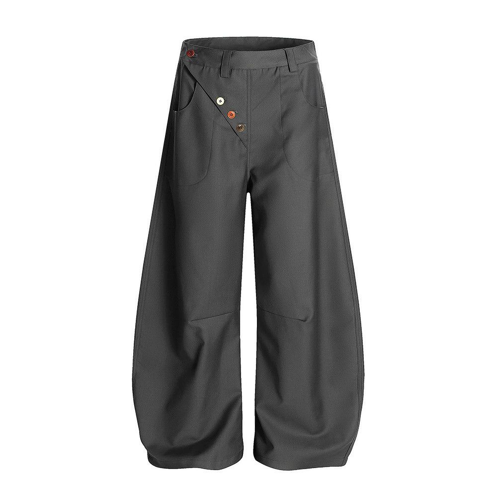 Japanese Brand Men's irregular button casual loose wide-leg scimitar pants Size US 32 / EU 48 - 1 Thumbnail