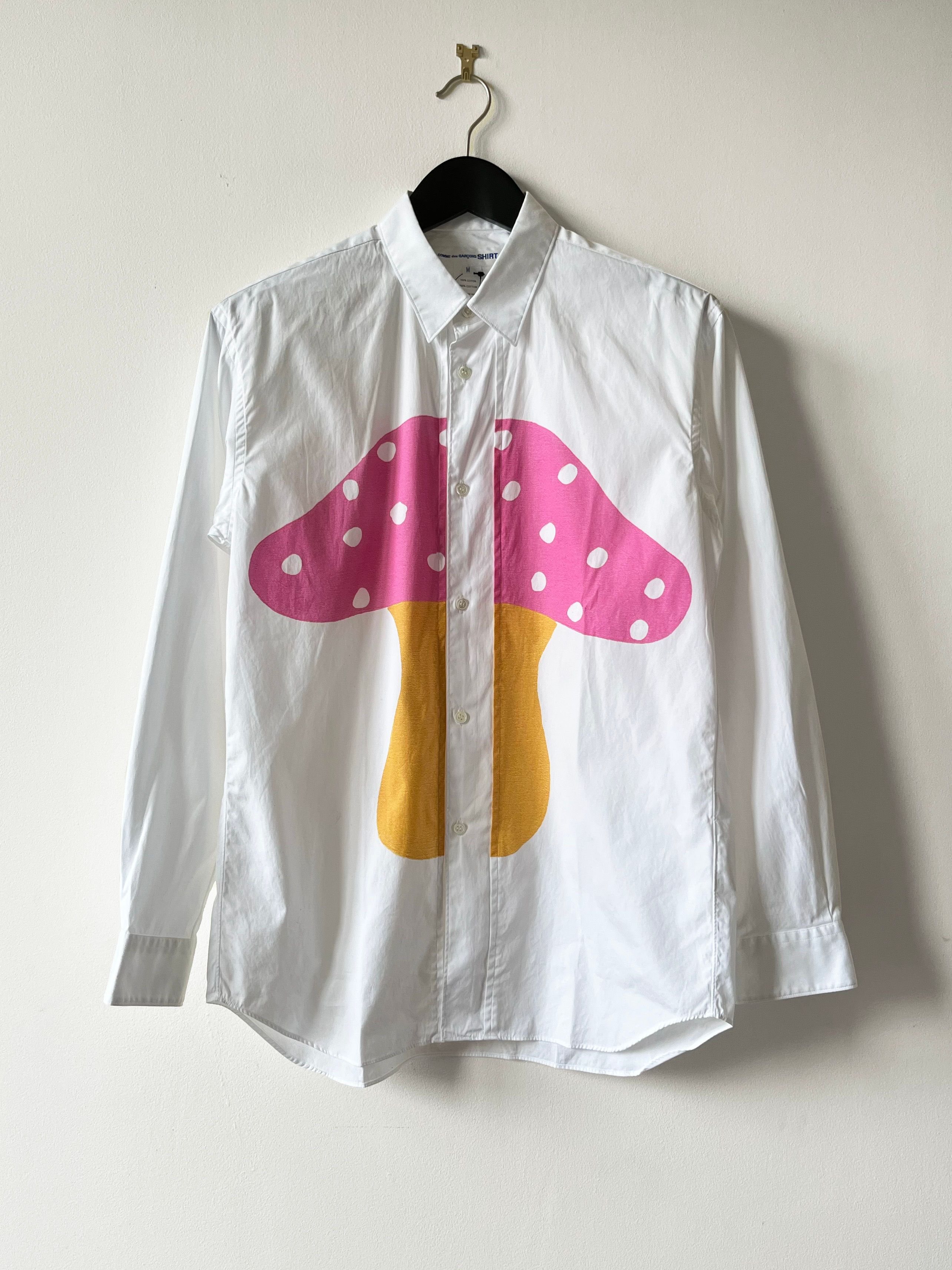Pre-owned Comme Des Garcons X Comme Des Garcons Shirt Comme Des Garcons Mushroom Print Button Shirt In White