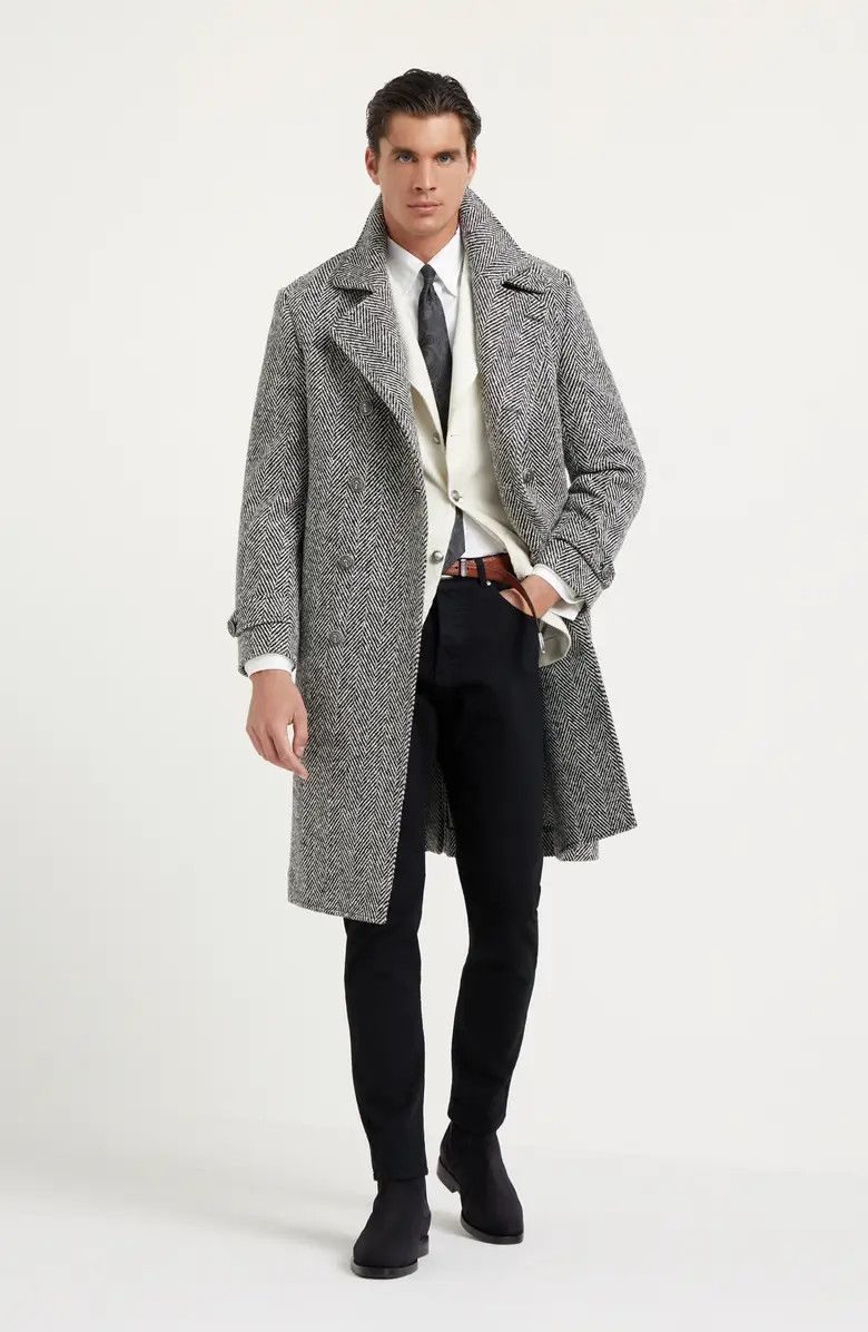 Brunello Cucinelli o1w1db10226 One And Half Breasted Coat in Dark Navy Blue Size US XL / EU 56 / 4 - 6 Thumbnail
