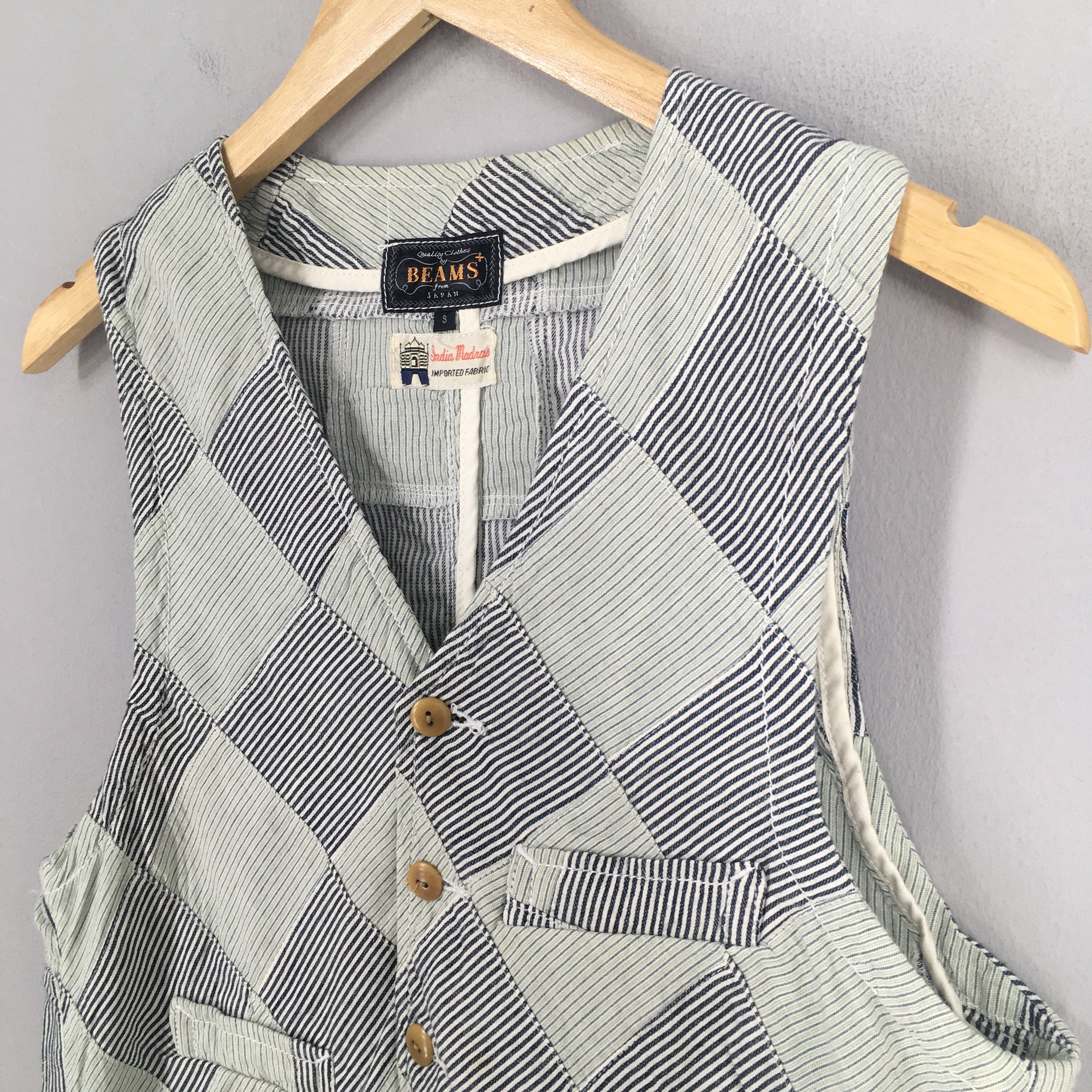 Beams Japan Beams Japan Plaid Patchwork Vest Jacket Small Size US S / EU 44-46 / 1 - 3 Thumbnail