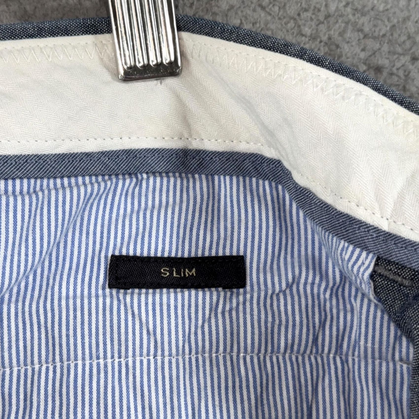 J.Crew J.Crew Bowery Slim Cone Denim Pants Mens 32x30 Blue Chino Chambray Slim Fit Tapered Flat Front Pockets 100% Cotton Casual Size US 32 / EU 48 - 5 Thumbnail