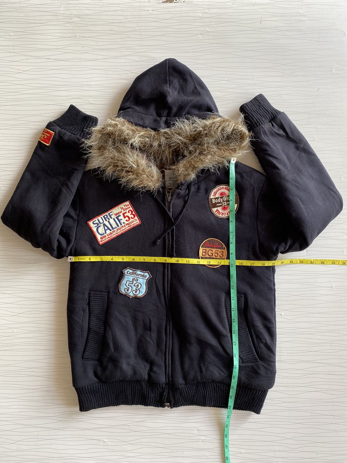 Le Grande Bleu (L.G.B.) Vintage Body Glove Zipper Hoodie Faux Fur Size US M / EU 48-50 / 2 - 24 Thumbnail