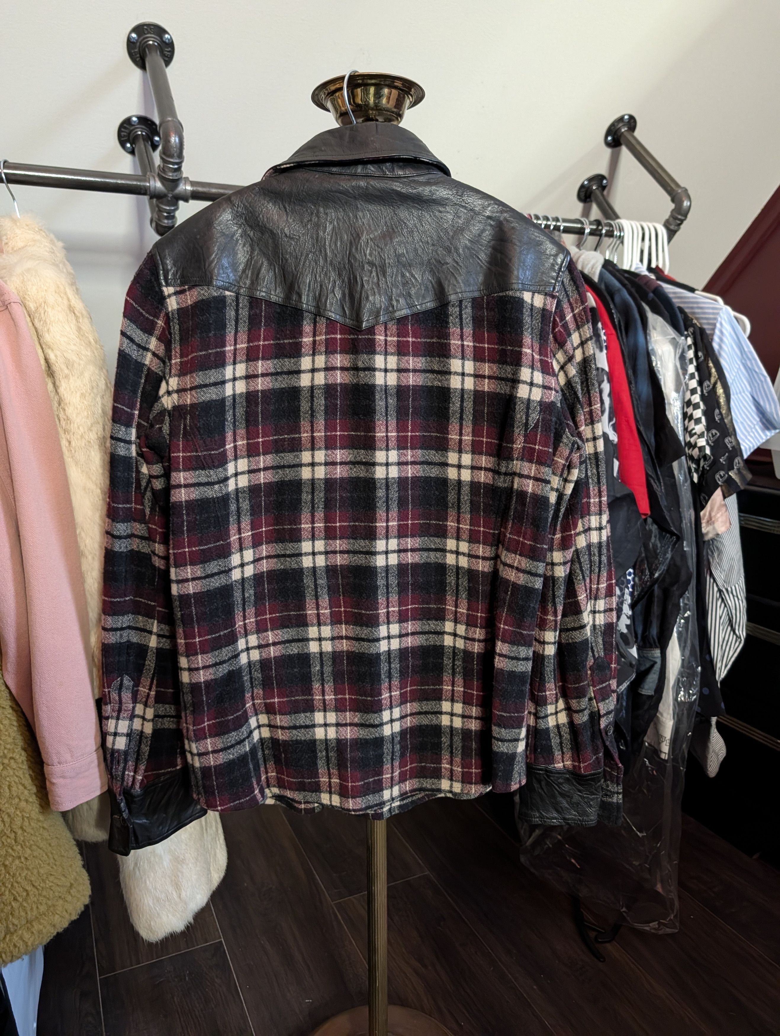 Isamu Katayama Backlash Leather/Wool Plaid Flannel Western Shirt Jacket SM Size US S / EU 44-46 / 1 - 9 Thumbnail