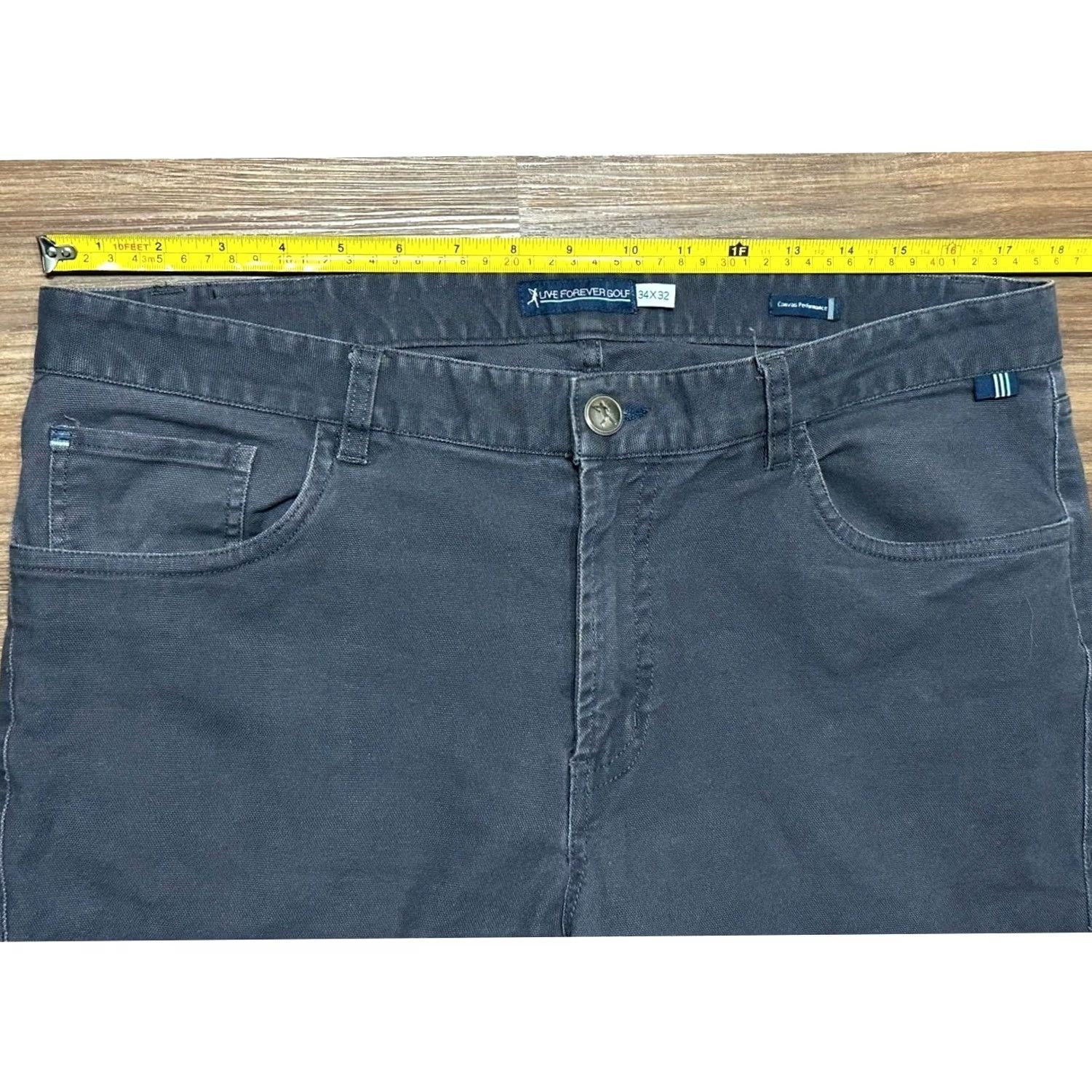 Vintage Live Forever Golf Pants Chino Men's 34 Regular Gray Solid Microfiber Polyester Spandex 28 34x28 Size US 36 / EU 52 - 5 Thumbnail