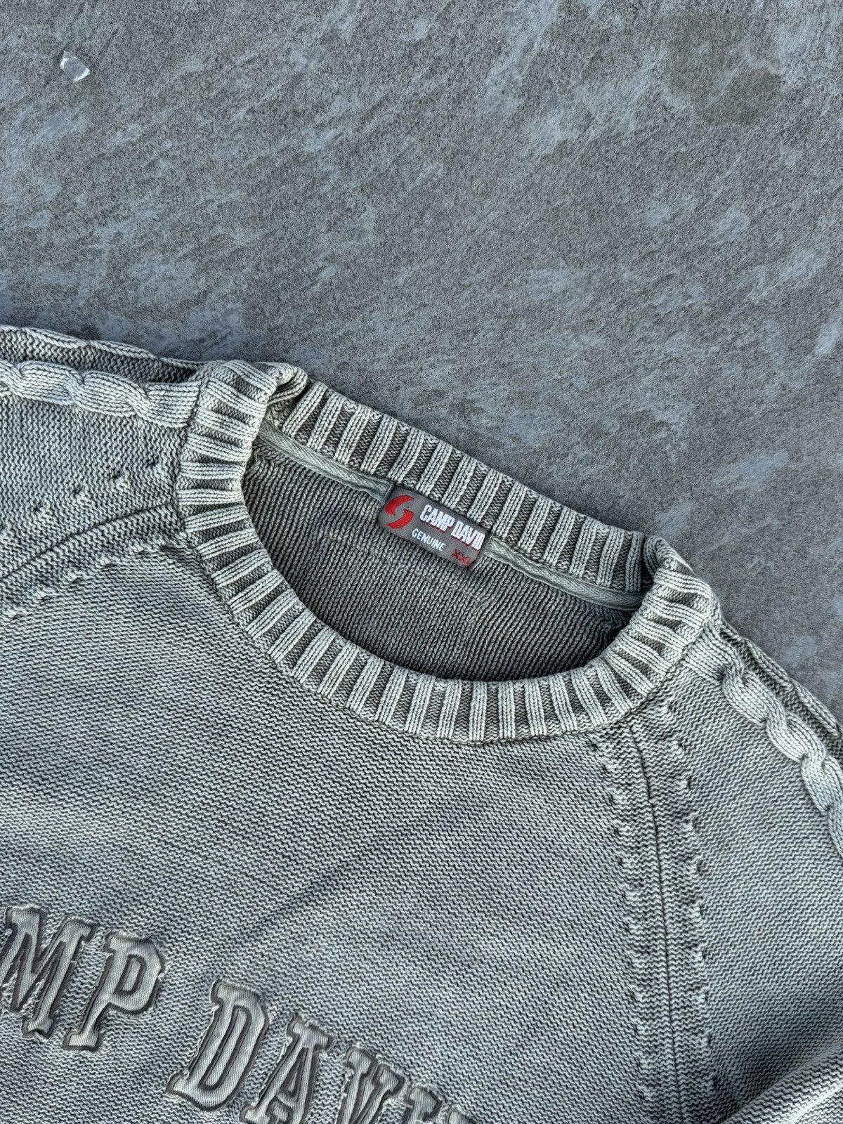 Japanese Brand Archive Camp David Y2K Washed Japanese Khaki Knit Sweater Size US L / EU 52-54 / 3 - 5 Thumbnail