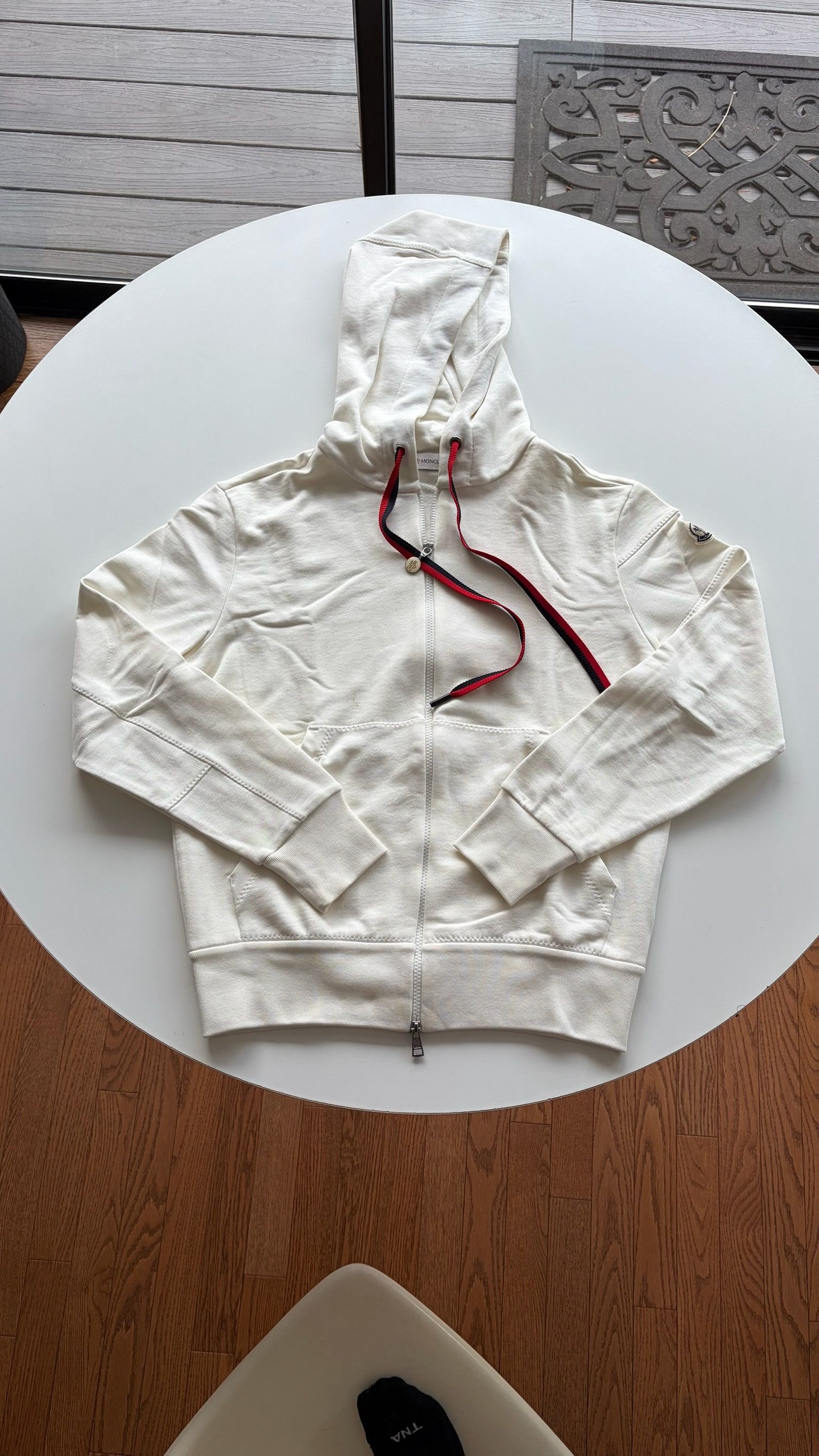 Moncler Moncler White Zip-Up Hoodie Size US M / EU 48-50 / 2 - 2 Thumbnail