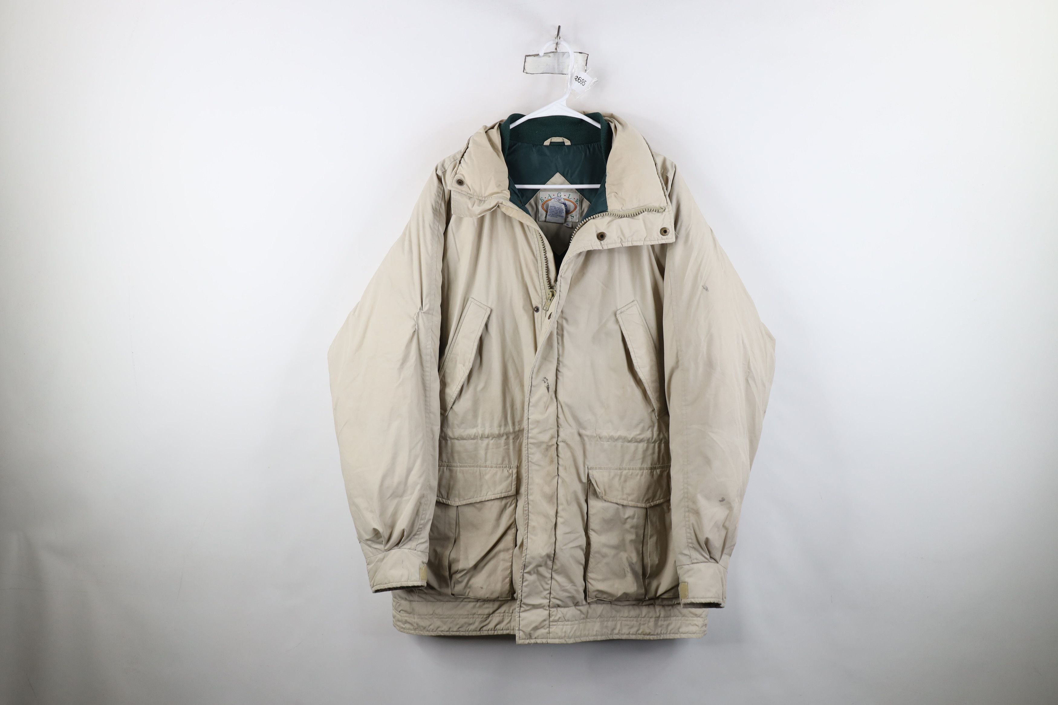 Vintage Vintage 90s Streetwear Down Insulated Puffer Jacket Beige Size US XL / EU 56 / 4 - 1 Thumbnail