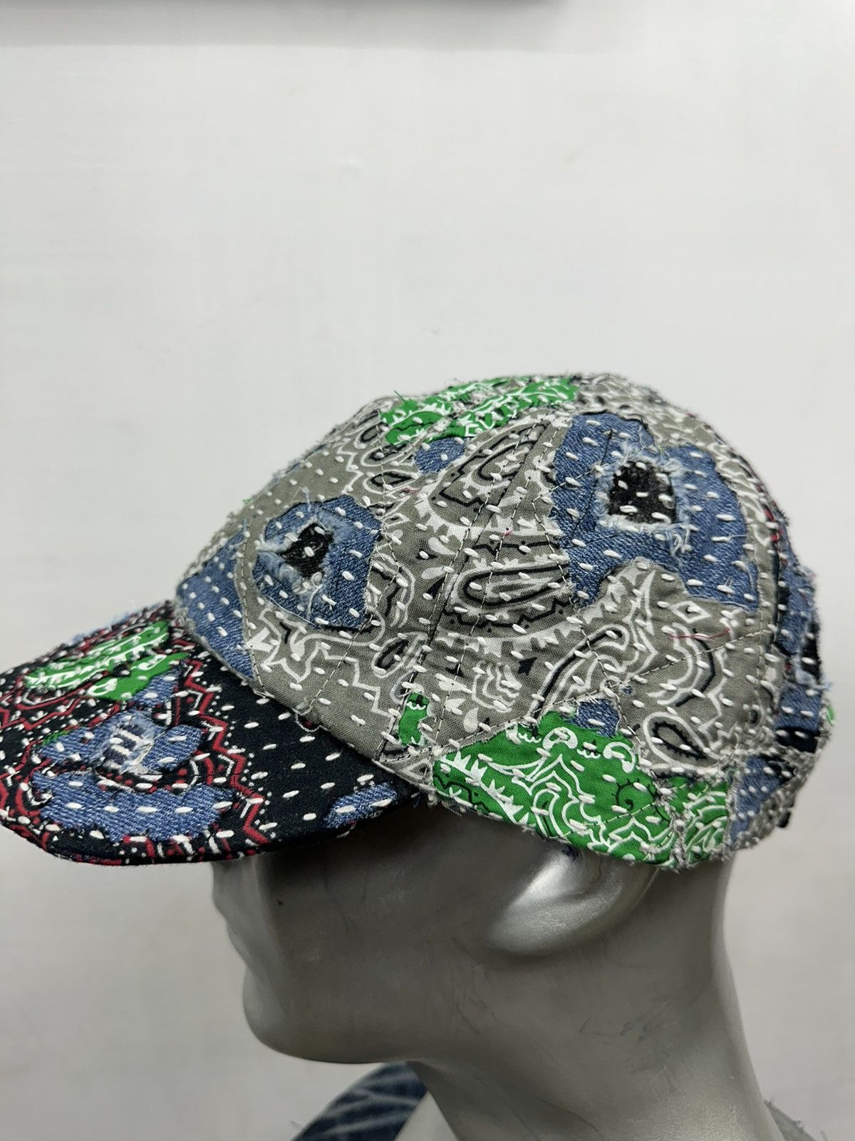Art Comes First × Handmade Custom Made Distressed Paisley Patchwork Boro hats Size ONE SIZE - 2 Thumbnail