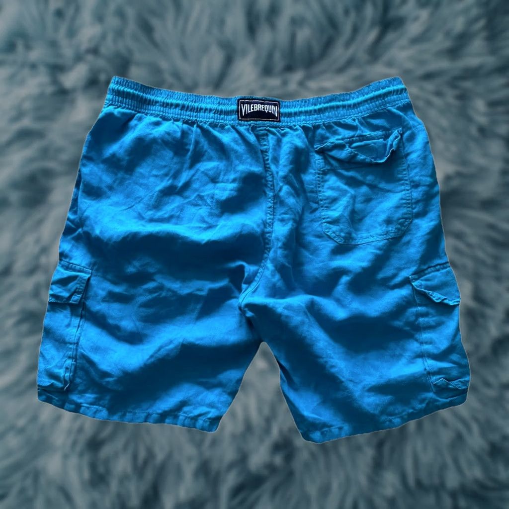 Vilebrequin VILEBREQUIN Mens XXXL Aqua Blue 100% Linen Classic Beach Cargo Shorts RARE Size US 39 - 1 Thumbnail