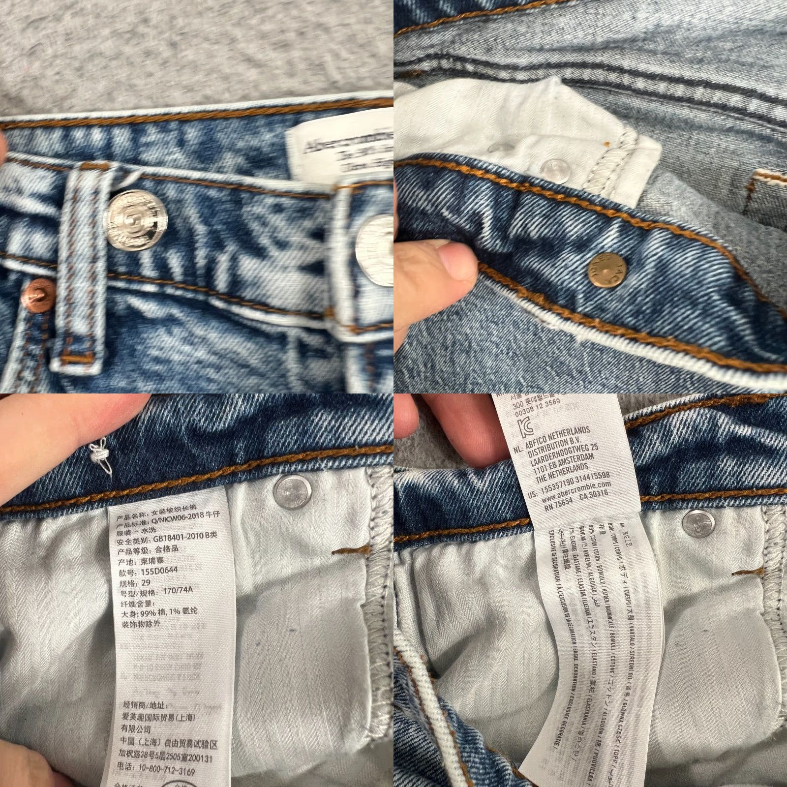 Abercrombie & Fitch Abercrombie & Fitch Jeans 90s Straight High Rise 29/8 Denim Light Wash Women Regular 5-Pocket Blue Cotton Denim Jeans Size 30" / US 8 / IT 44 - 8 Thumbnail
