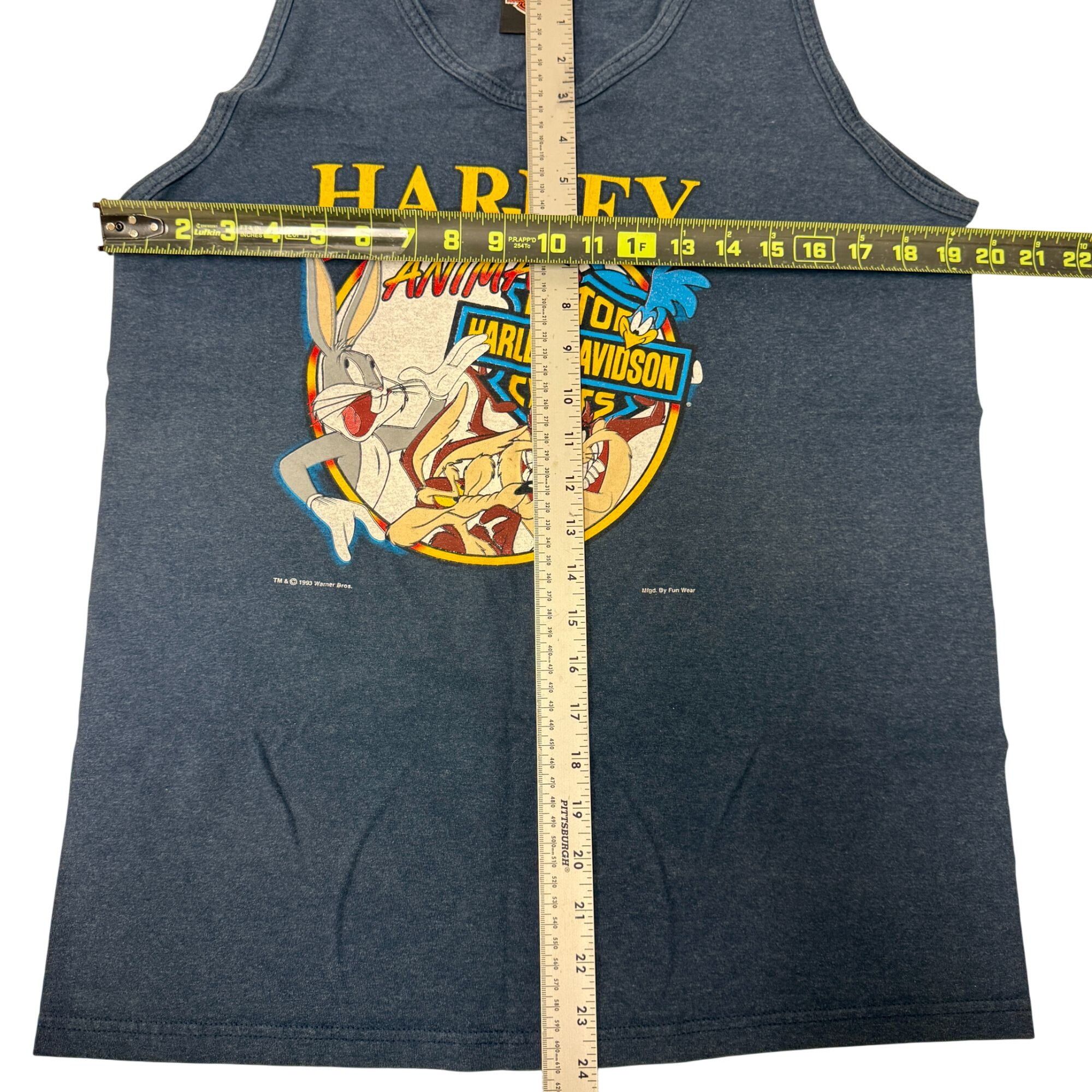 Harley Davidson Bugs Bunny Taz Motorcycle ANIMALS Tank Top 1993 Biker Shirt Size US M / EU 48-50 / 2 - 8 Thumbnail