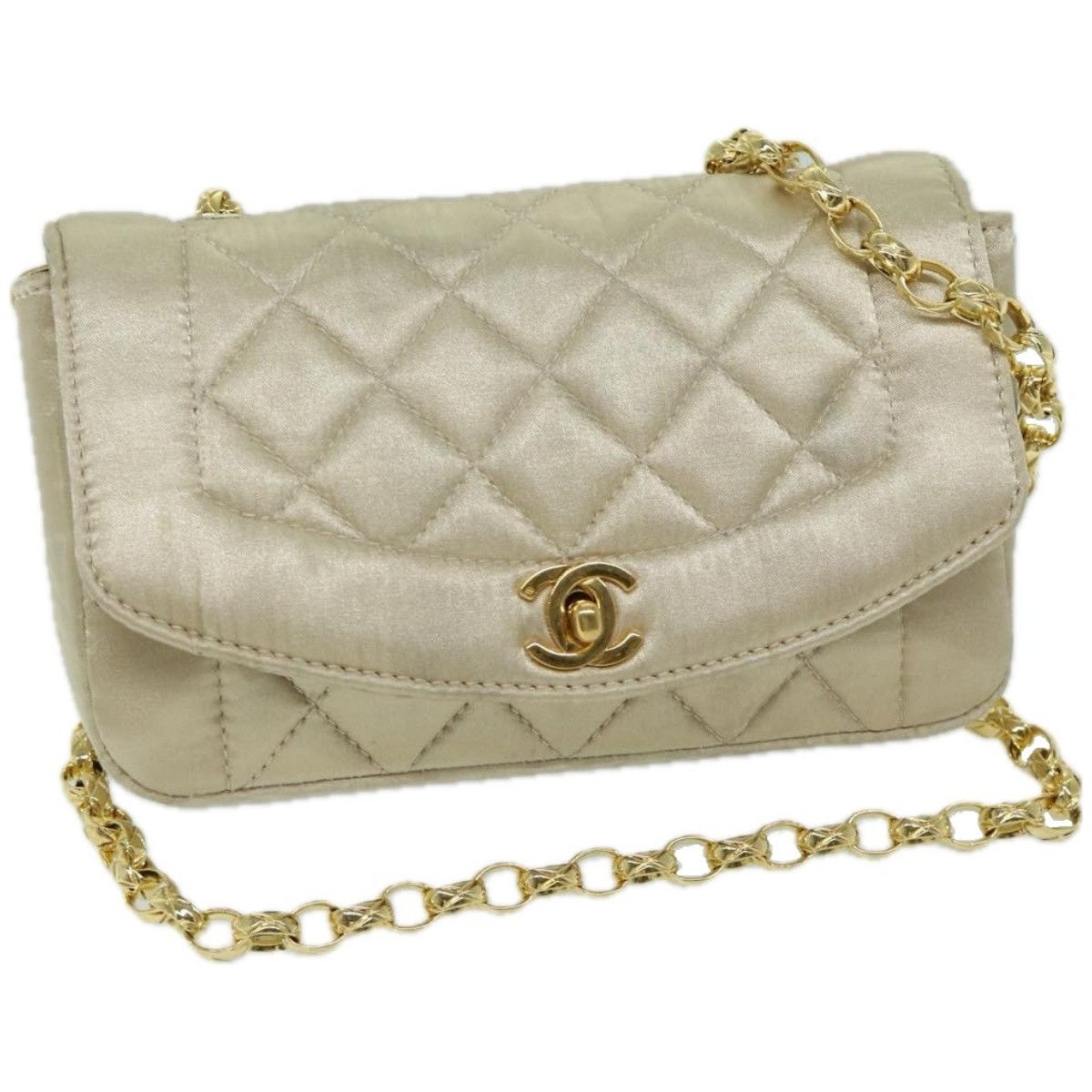 Chanel Diana Beige Silk Shoulder Bag (Pre-Owned) Size ONE SIZE - 1 Thumbnail