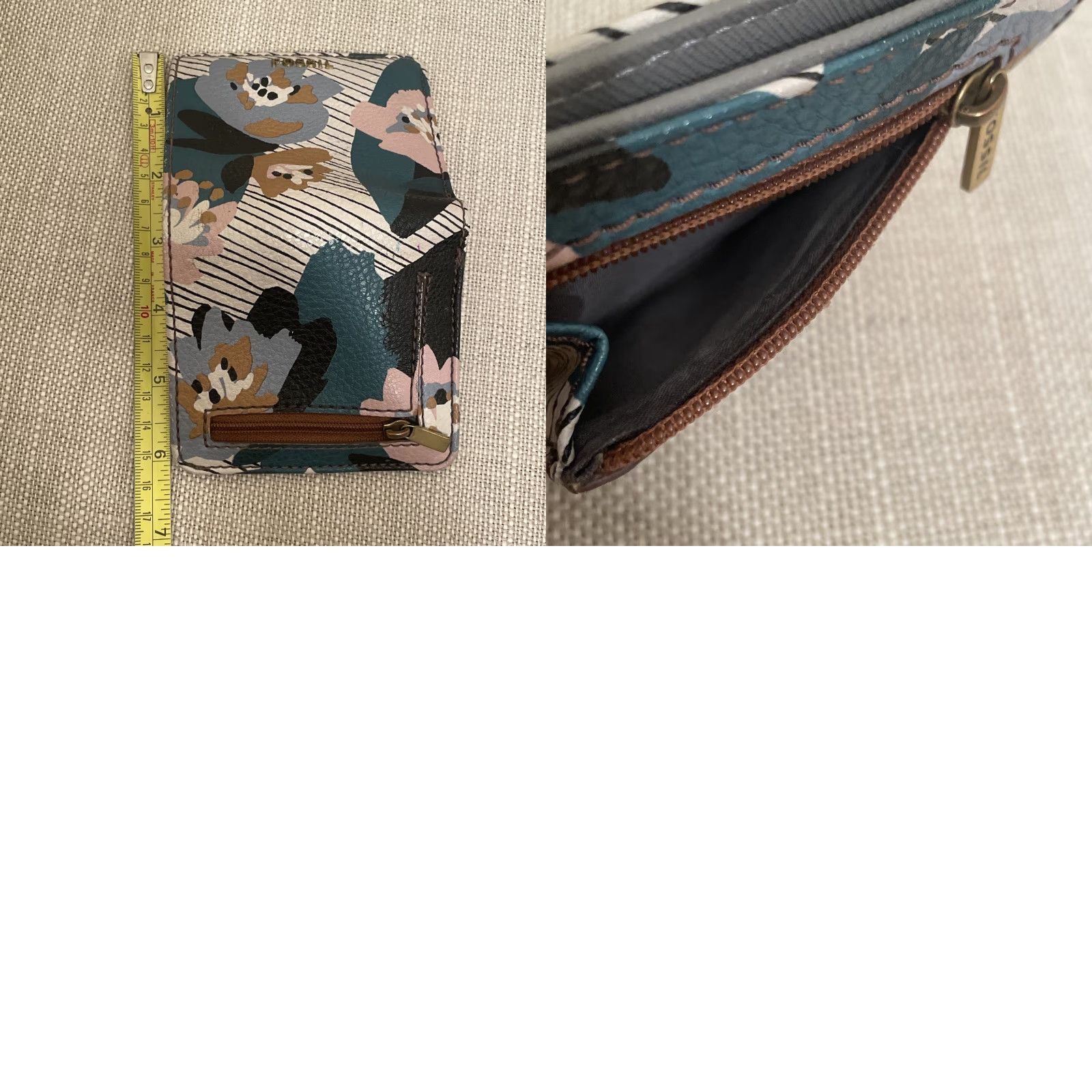Fossil FOSSIL Wallet Bifold Floral Print Leather Coin Purse Boho Abstract Floral Wallet, Women, Credit Card, Snap Close, Key Ring, Pre-owned, 1 Unit Size ONE SIZE - 8 Thumbnail