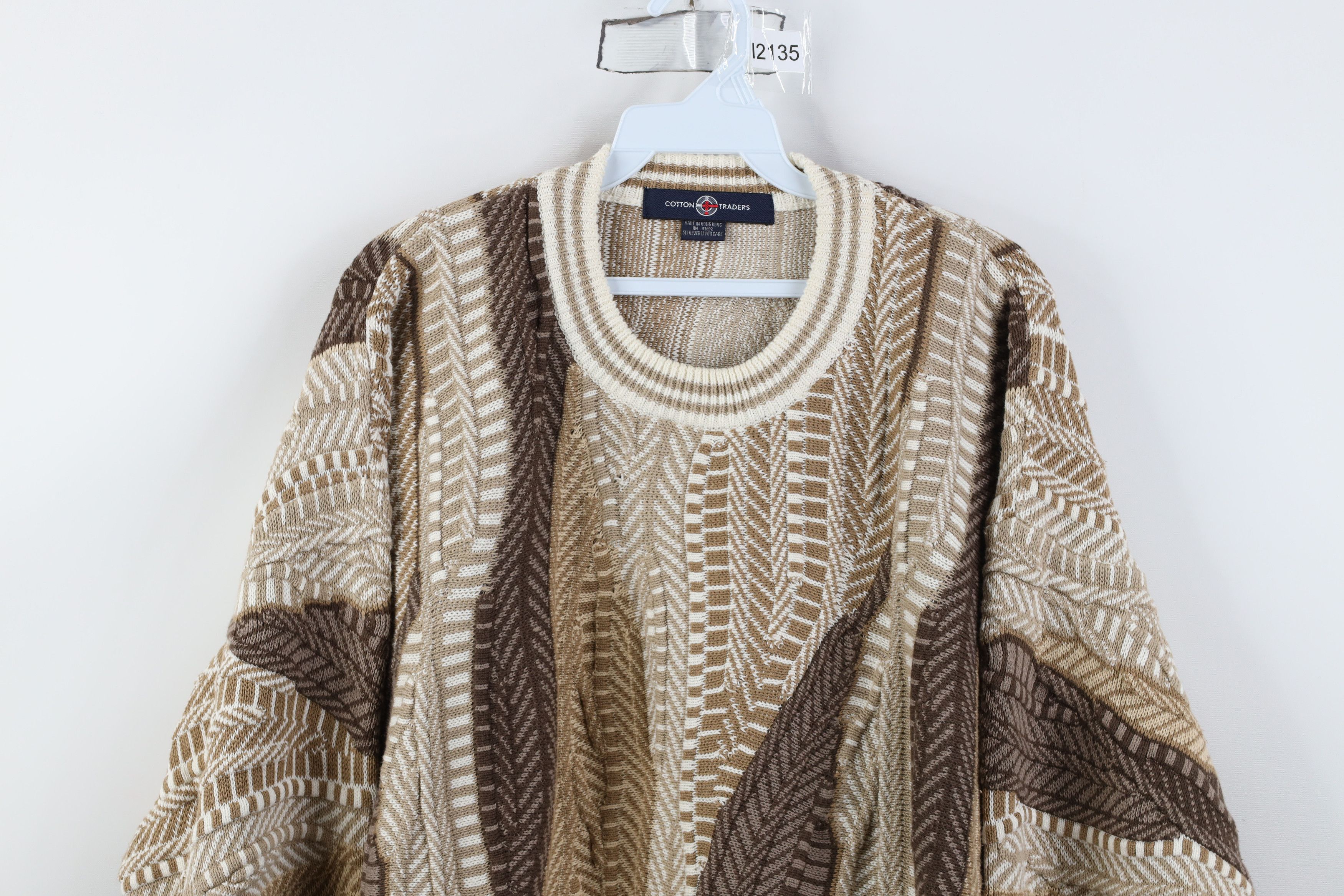 Vintage Vintage 90s Coogi Style Chunky Crewneck Sweater Earth Tone Size US XL / EU 56 / 4 - 2 Thumbnail