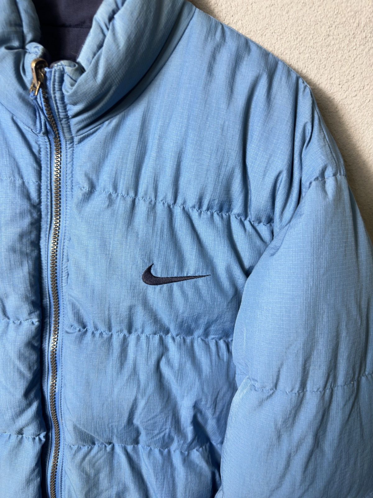 Nike × Vintage Vintage 90’s Faded Nike Down Puffer Jacket Big Logo Size US L / EU 52-54 / 3 - 7 Thumbnail